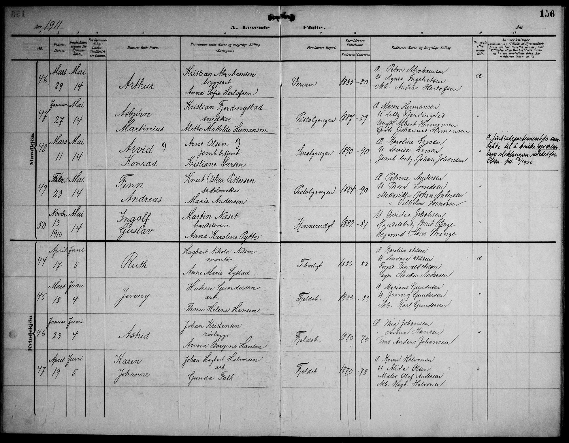 Strømsø kirkebøker, AV/SAKO-A-246/F/Fa/L0026: Parish register (official) no. I 26, 1905-1914, p. 156