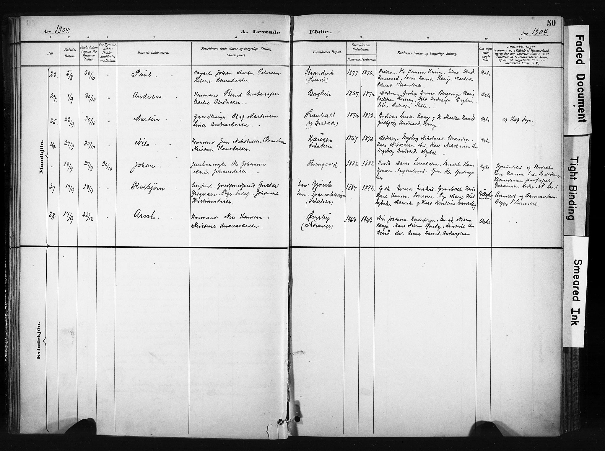 Søndre Land prestekontor, AV/SAH-PREST-122/K/L0004: Parish register (official) no. 4, 1895-1904, p. 50