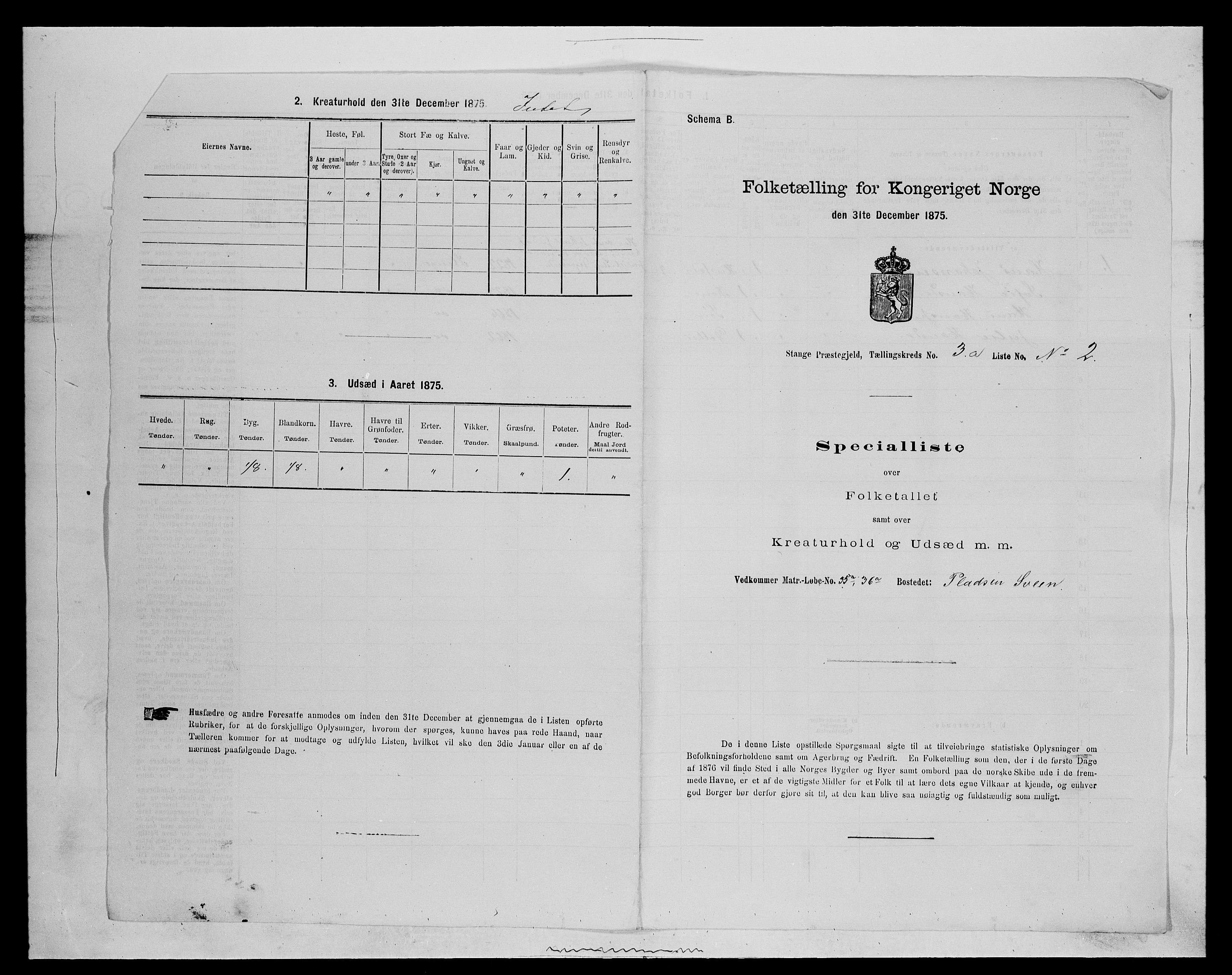 SAH, 1875 census for 0417P Stange, 1875, p. 429