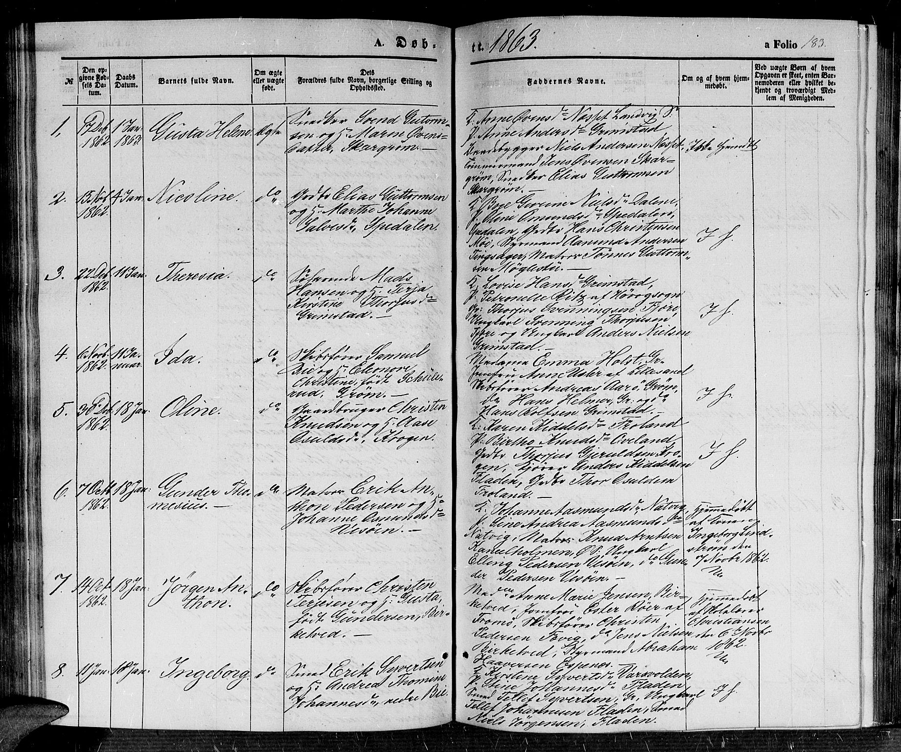 Fjære sokneprestkontor, SAK/1111-0011/F/Fb/L0008: Parish register (copy) no. B 8, 1854-1867, p. 183