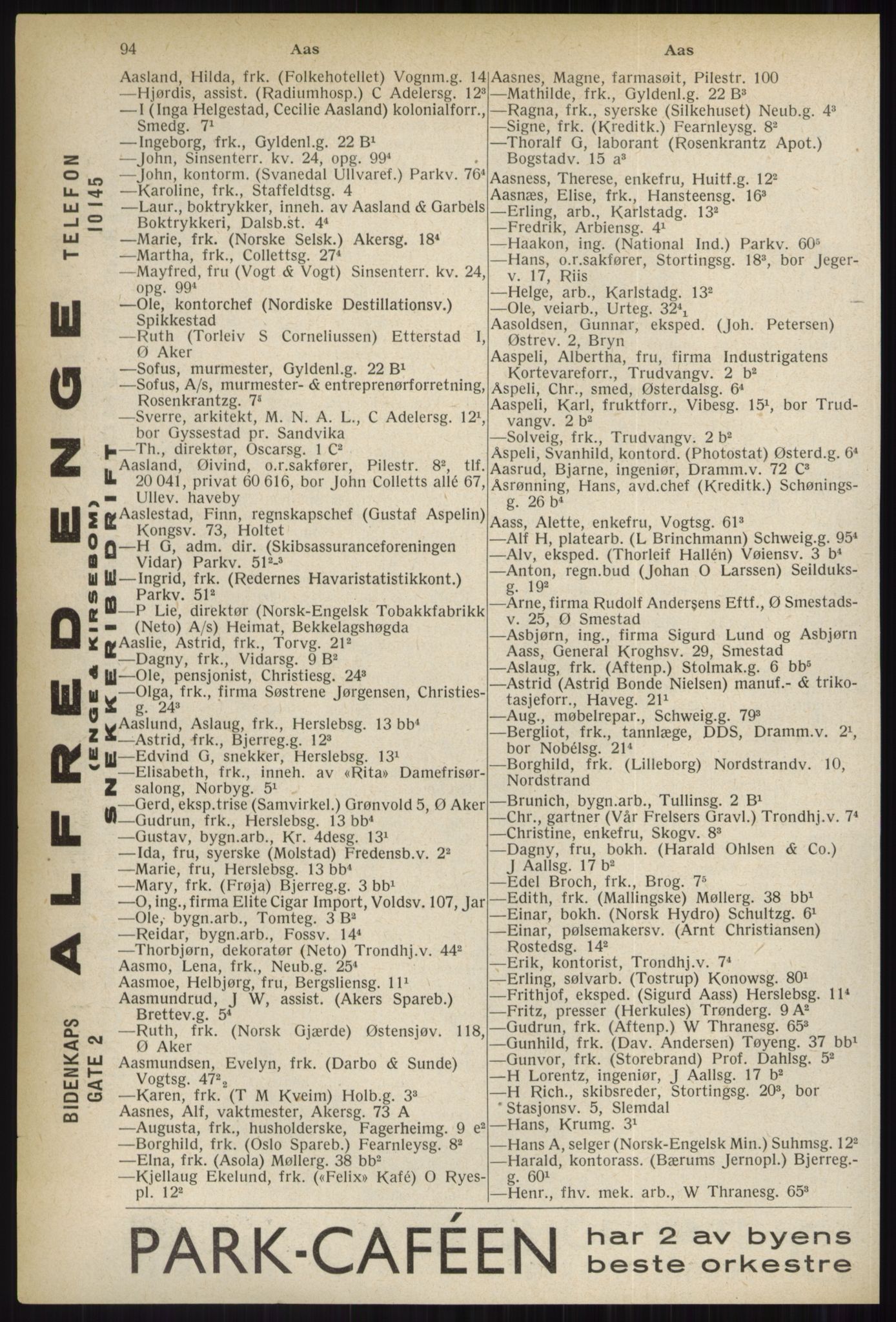 Kristiania/Oslo adressebok, PUBL/-, 1937, p. 94