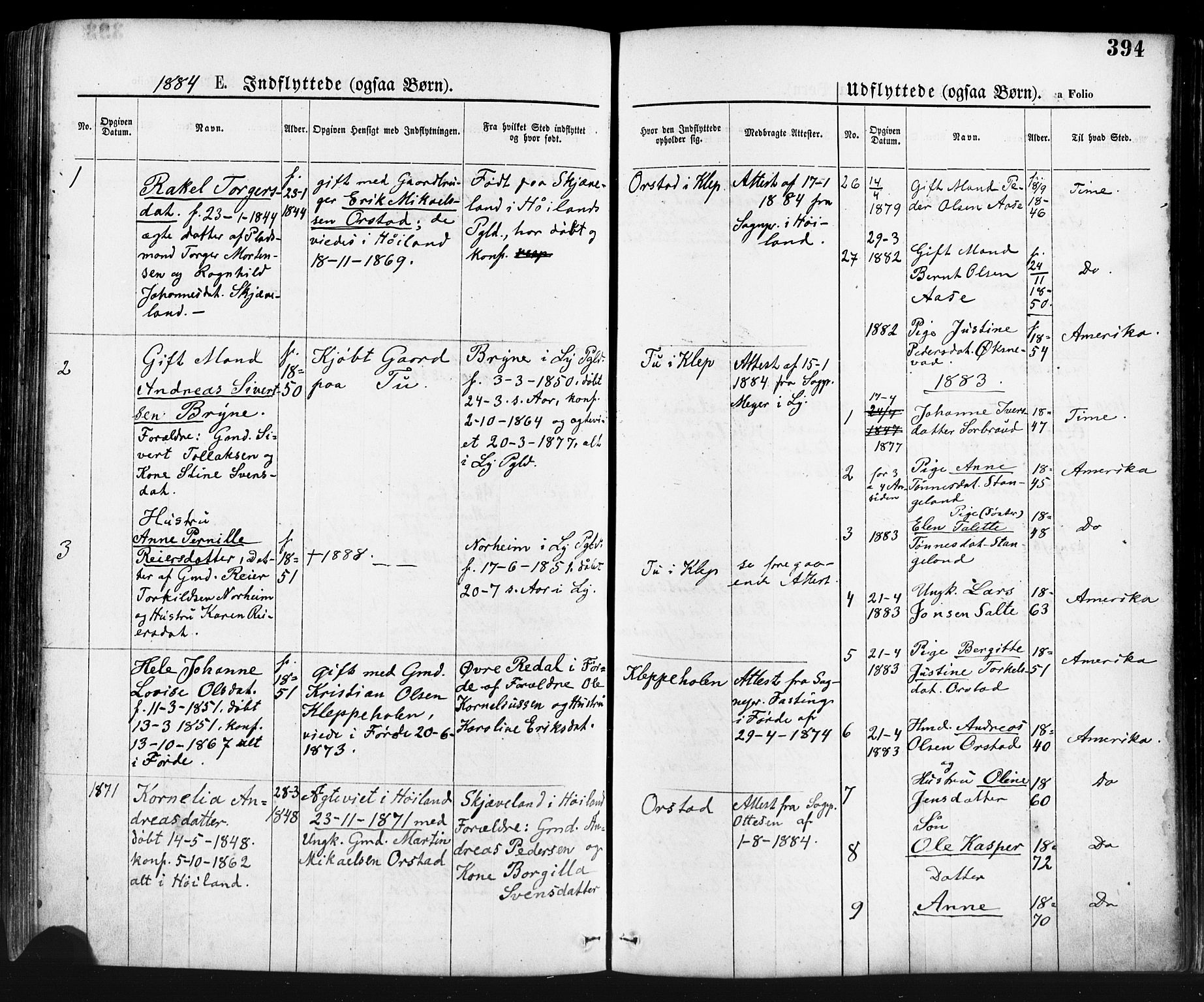 Klepp sokneprestkontor, AV/SAST-A-101803/001/3/30BA/L0006: Parish register (official) no. A 6, 1871-1885, p. 394