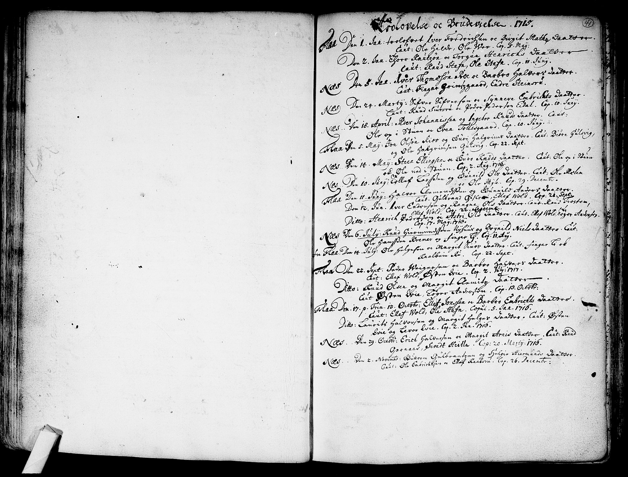 Nes kirkebøker, SAKO/A-236/F/Fa/L0002: Parish register (official) no. 2, 1707-1759, p. 41