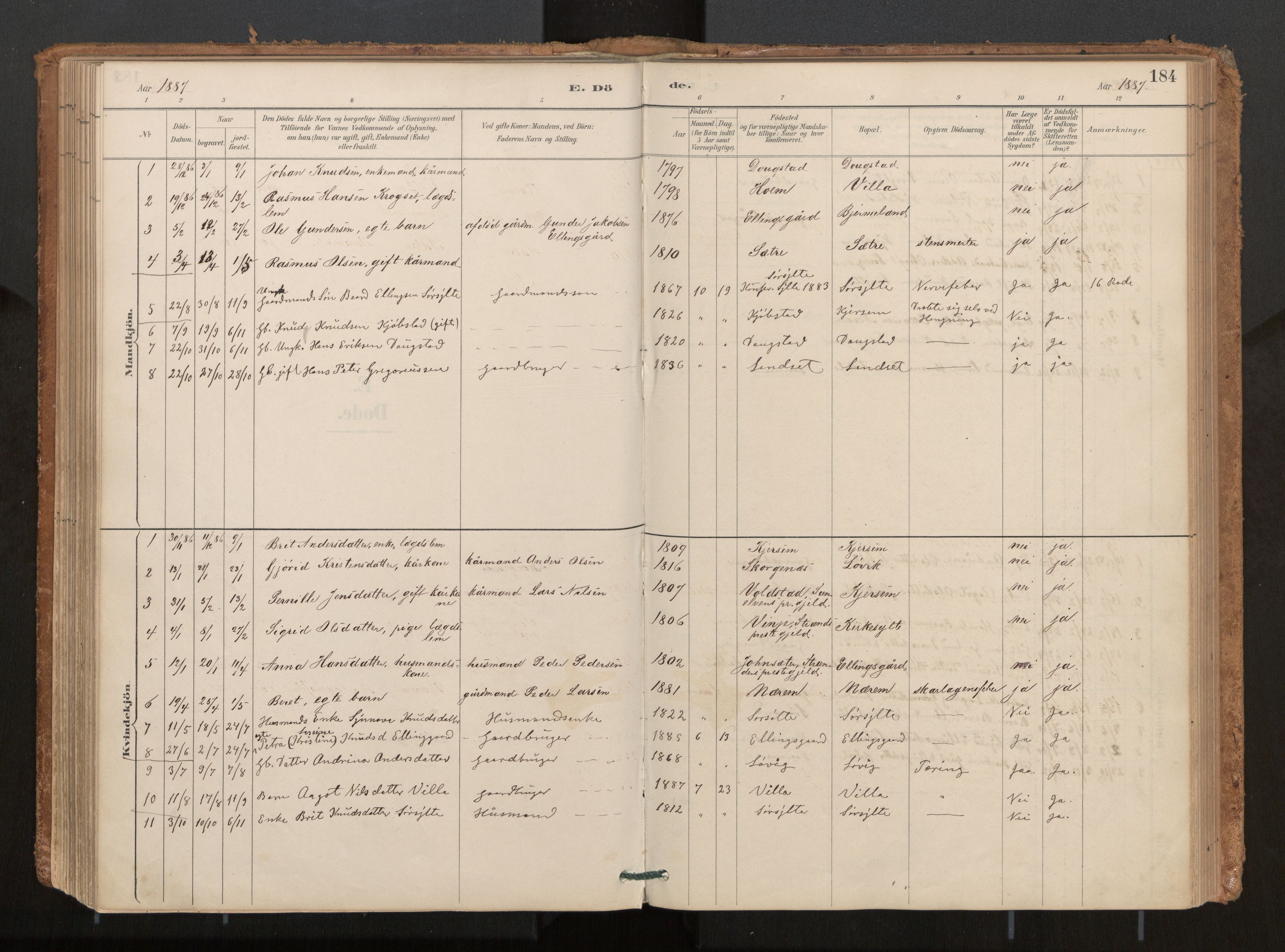 Ministerialprotokoller, klokkerbøker og fødselsregistre - Møre og Romsdal, SAT/A-1454/541/L0545a: Parish register (official) no. 541A03, 1887-1912, p. 184