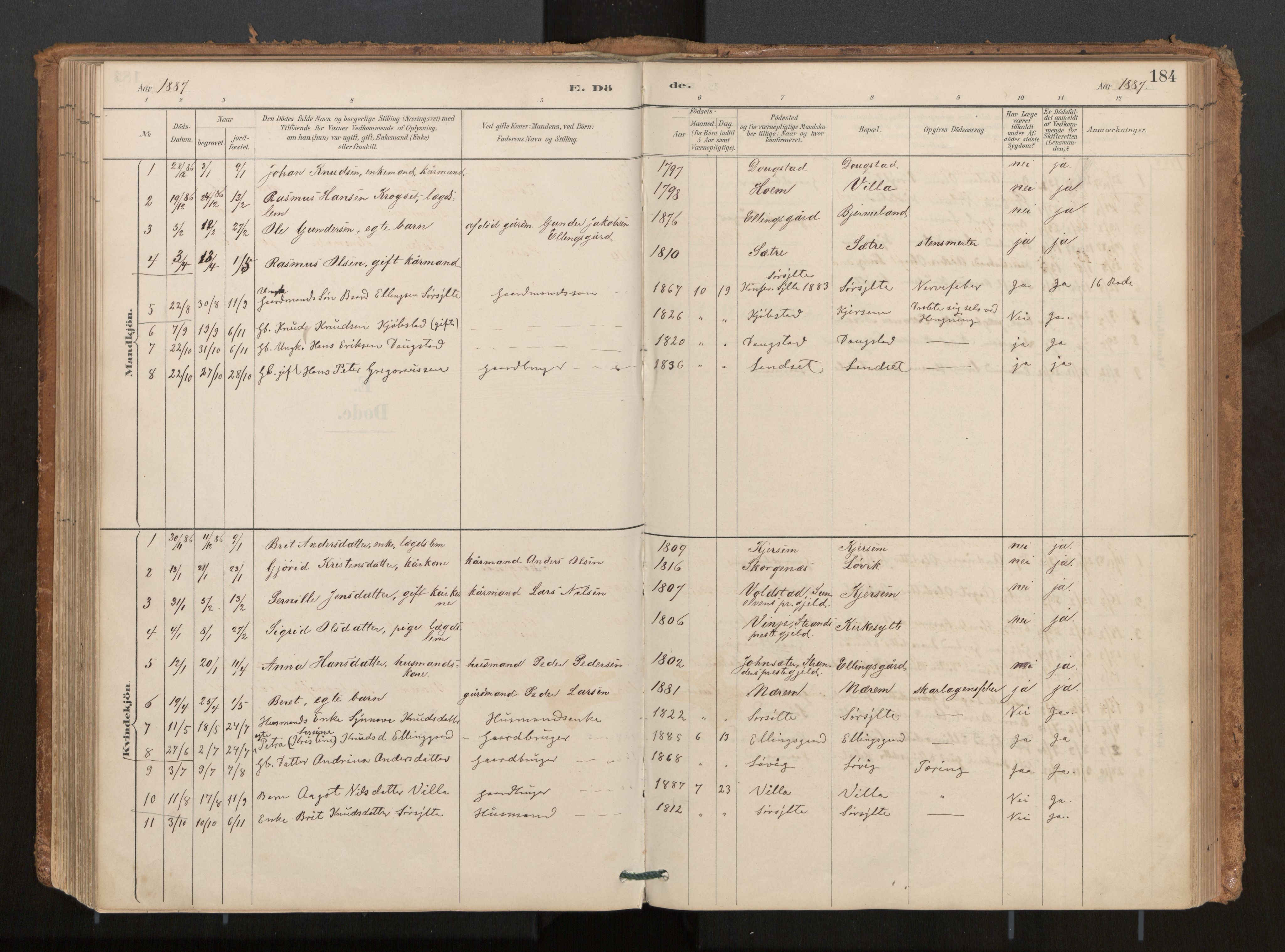 Ministerialprotokoller, klokkerbøker og fødselsregistre - Møre og Romsdal, AV/SAT-A-1454/541/L0545a: Parish register (official) no. 541A03, 1887-1912, p. 184