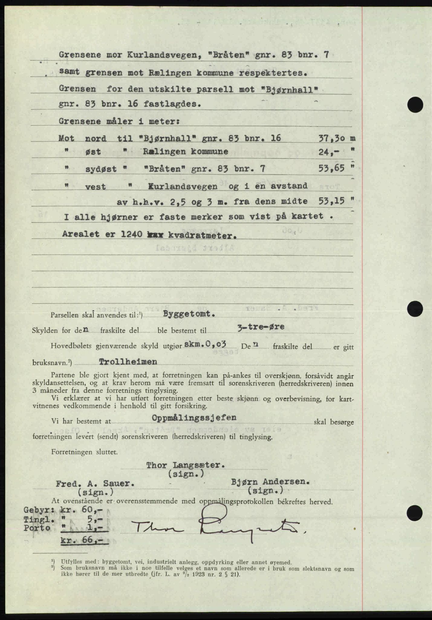 Nedre Romerike sorenskriveri, AV/SAO-A-10469/G/Gb/Gbd/L0017: Mortgage book no. 17, 1946-1946, Diary no: : 4337/1946