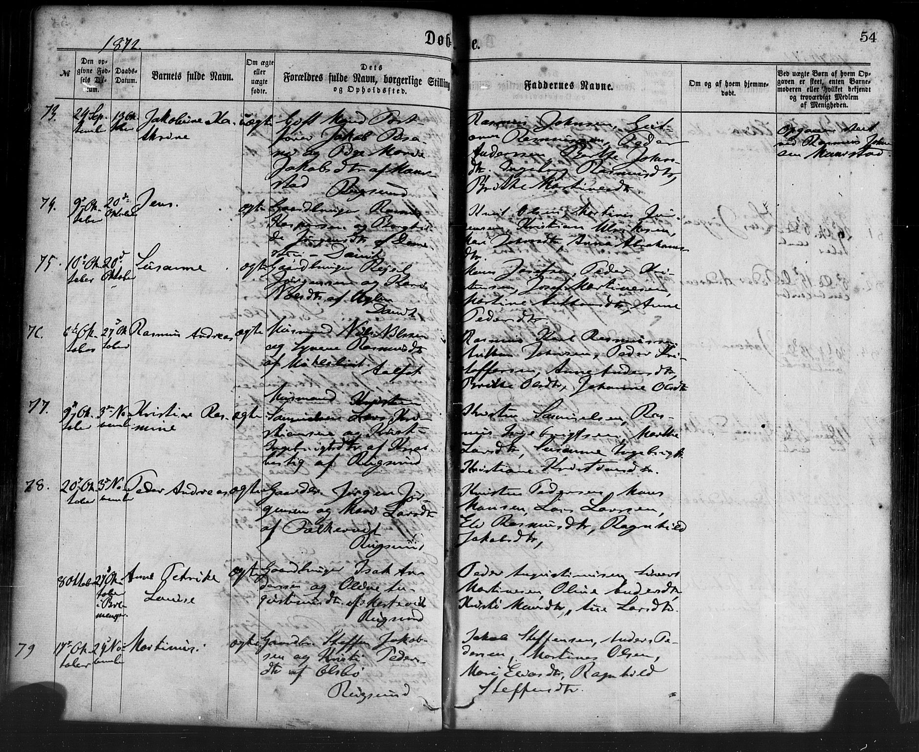 Davik sokneprestembete, AV/SAB-A-79701/H/Haa/Haaa/L0006: Parish register (official) no. A 6, 1867-1881, p. 54