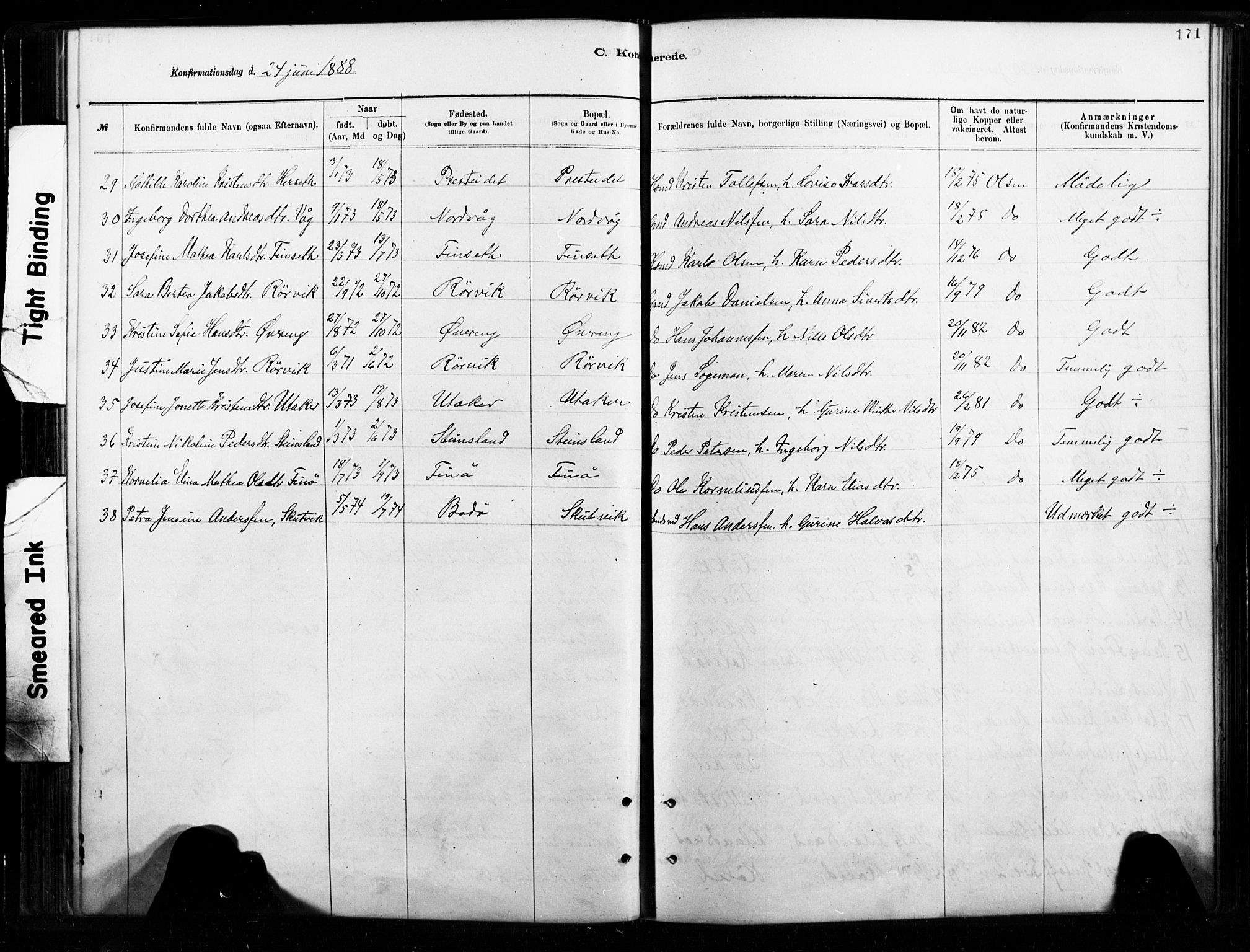 Ministerialprotokoller, klokkerbøker og fødselsregistre - Nordland, AV/SAT-A-1459/859/L0846: Parish register (official) no. 859A06, 1878-1889, p. 171