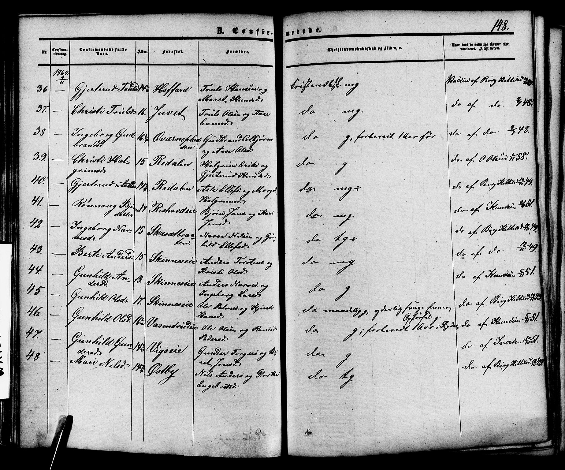 Krødsherad kirkebøker, AV/SAKO-A-19/F/Fa/L0003: Parish register (official) no. 3, 1851-1872, p. 148