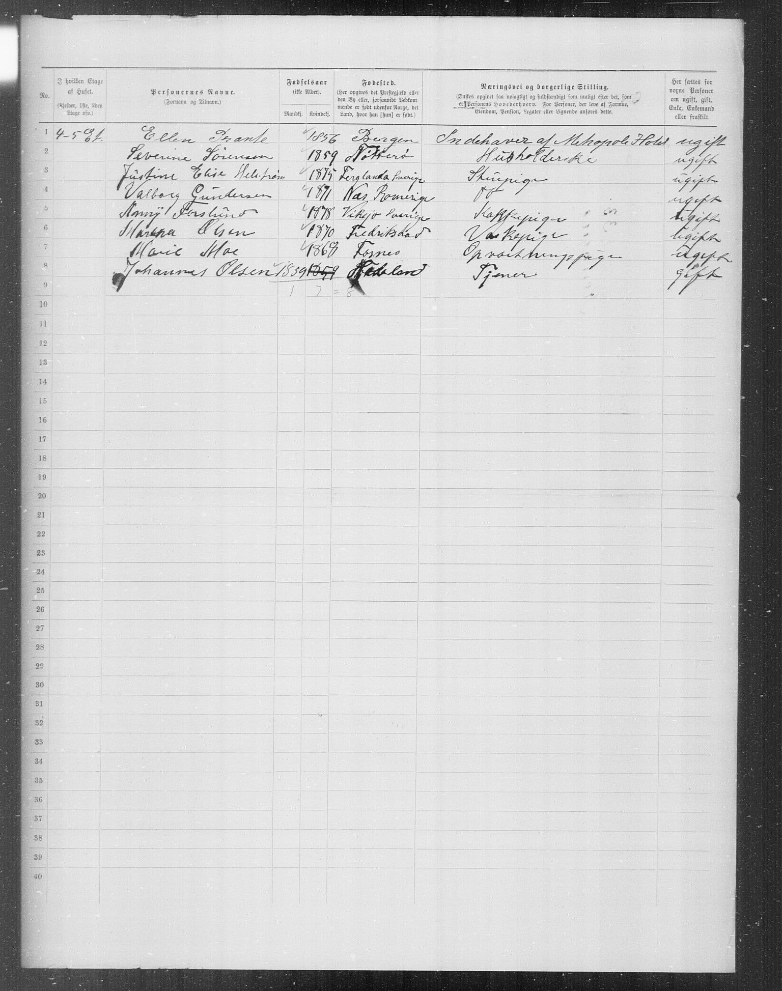 OBA, Municipal Census 1899 for Kristiania, 1899, p. 6916