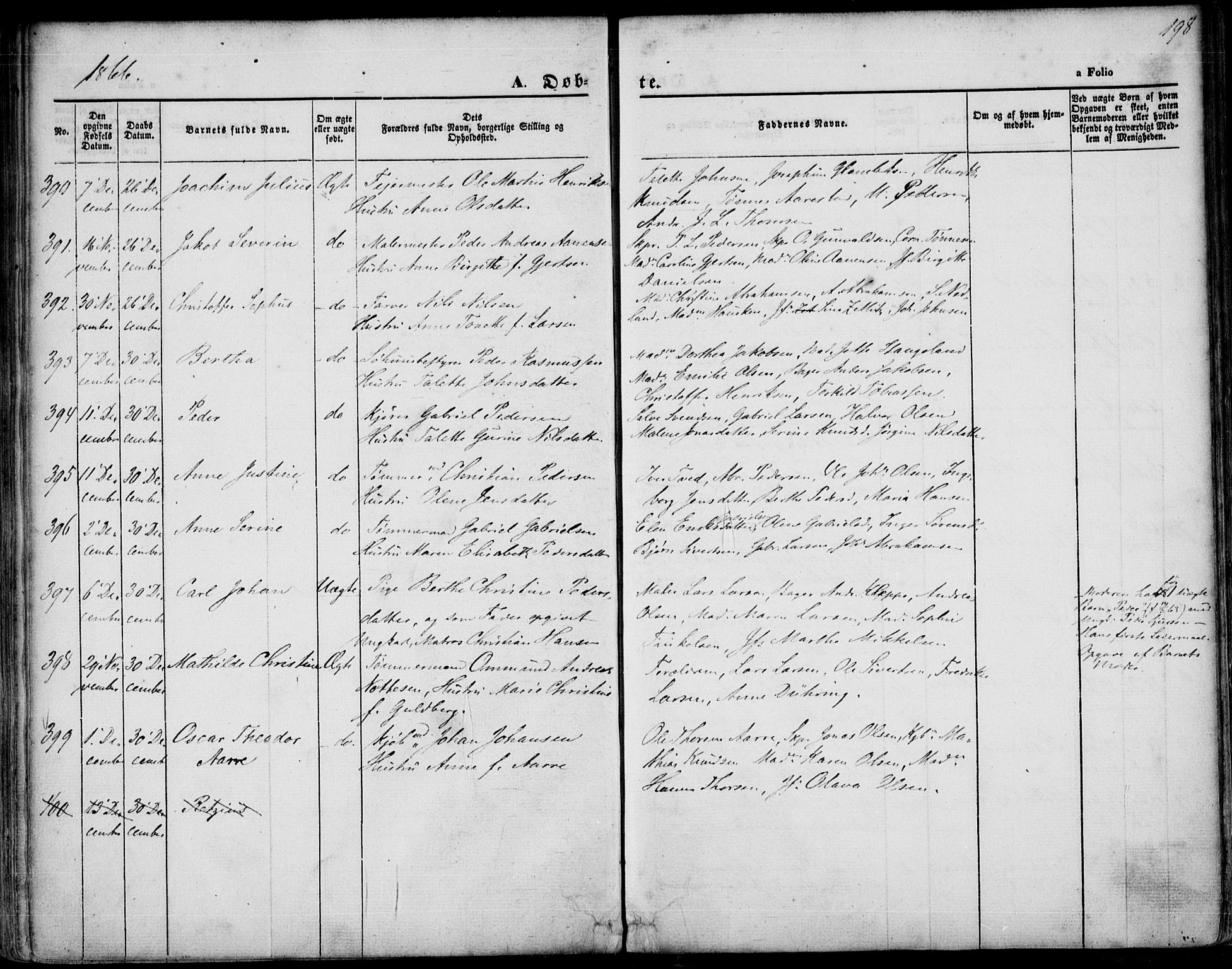 St. Petri sokneprestkontor, AV/SAST-A-101813/001/30/30BA/L0001: Parish register (official) no. A 1, 1861-1868, p. 198