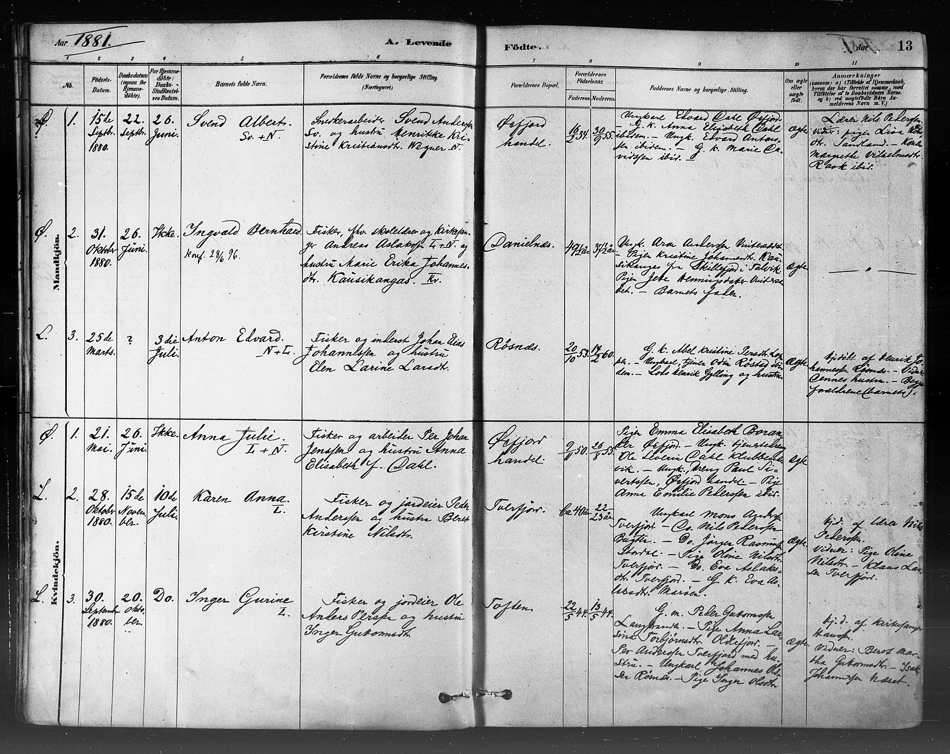 Loppa sokneprestkontor, SATØ/S-1339/H/Ha/L0006kirke: Parish register (official) no. 6, 1879-1895, p. 13