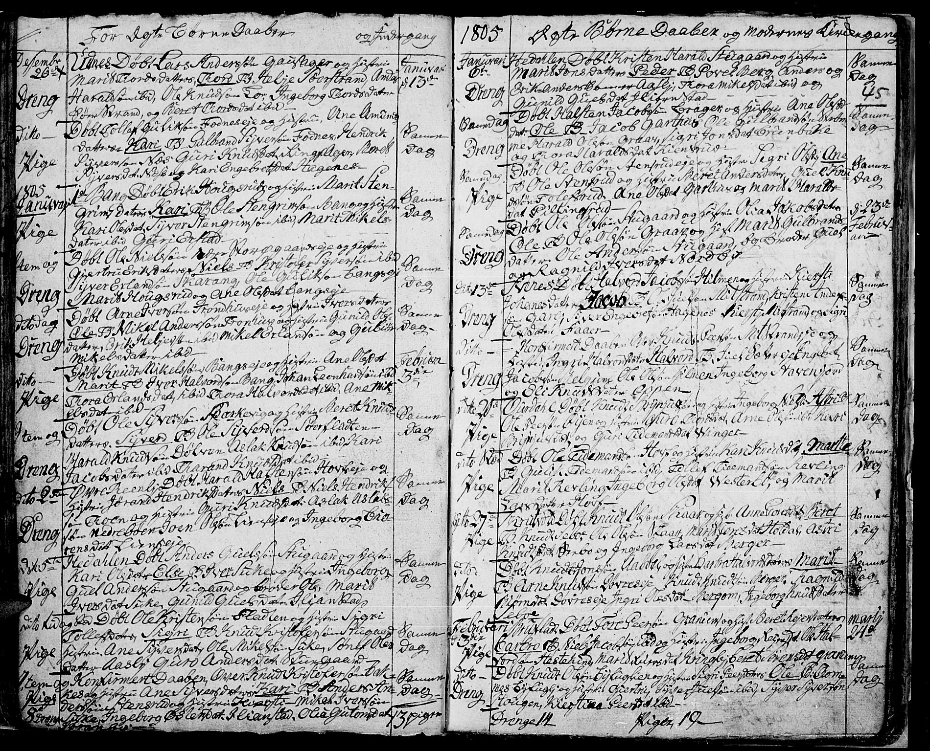 Aurdal prestekontor, AV/SAH-PREST-126/H/Ha/Haa/L0007: Parish register (official) no. 7, 1800-1808, p. 45