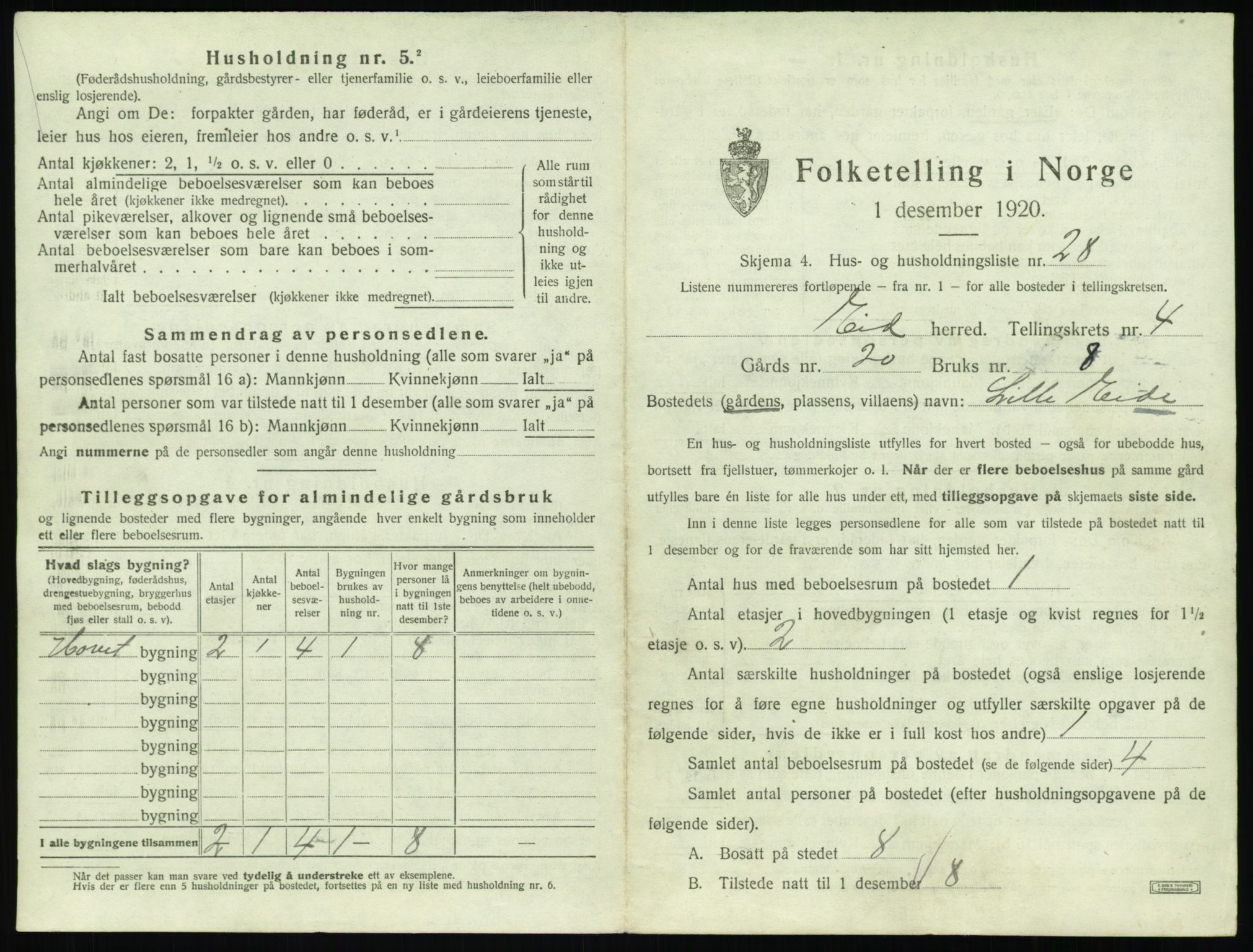 SAT, 1920 census for Eid, 1920, p. 225