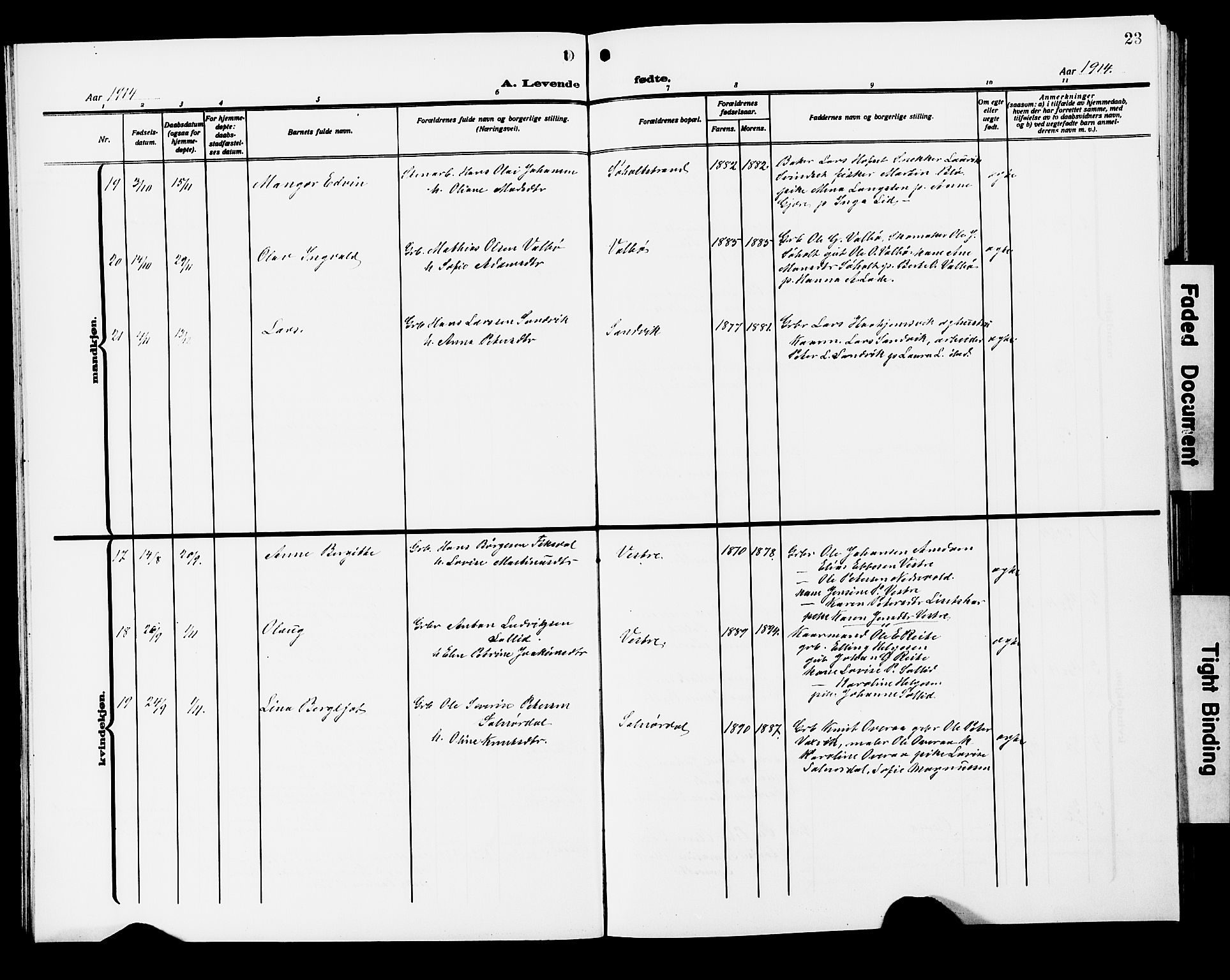 Ministerialprotokoller, klokkerbøker og fødselsregistre - Møre og Romsdal, AV/SAT-A-1454/522/L0328: Parish register (copy) no. 522C07, 1909-1925, p. 23