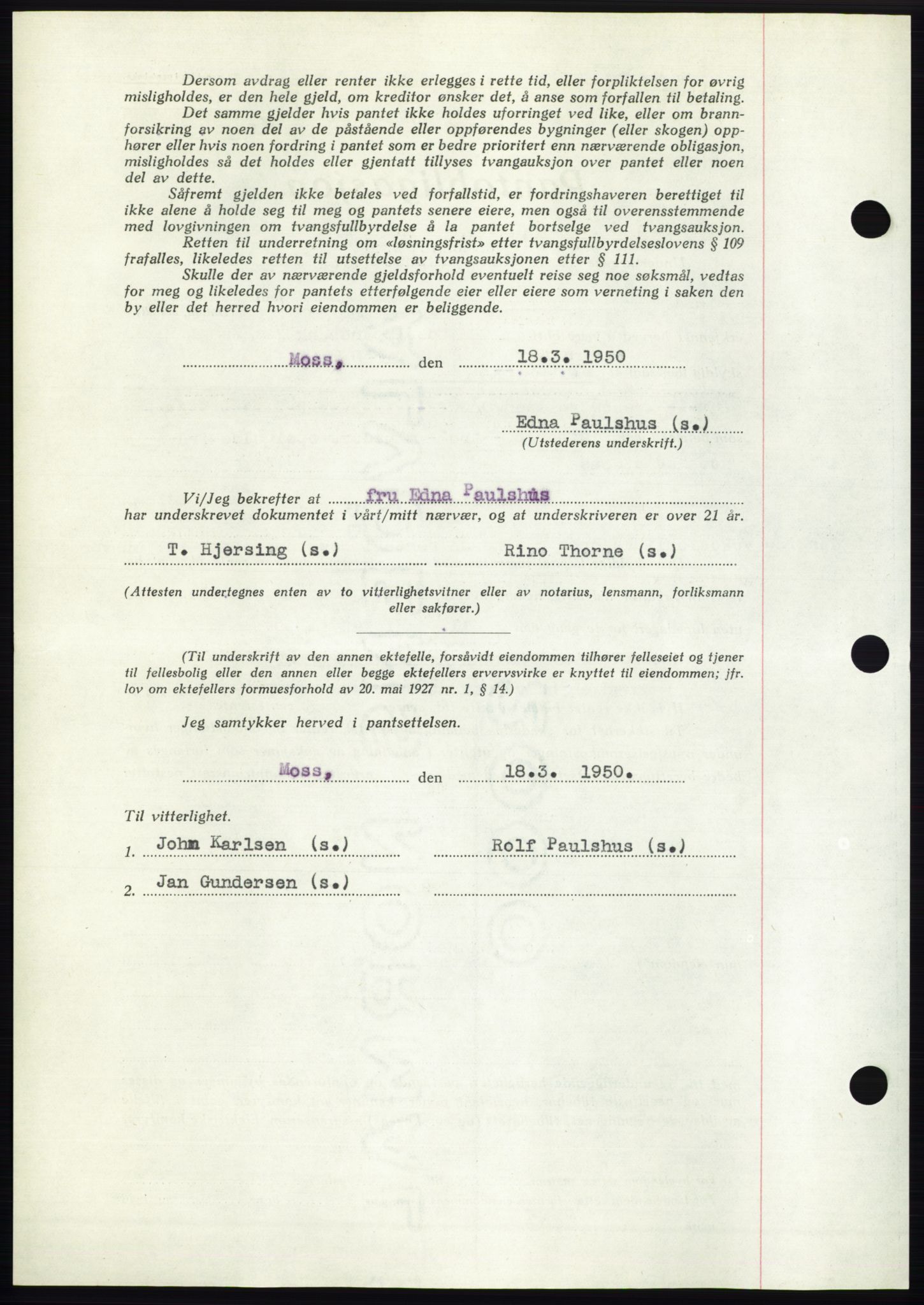 Moss sorenskriveri, AV/SAO-A-10168: Mortgage book no. B24, 1950-1950, Diary no: : 881/1950