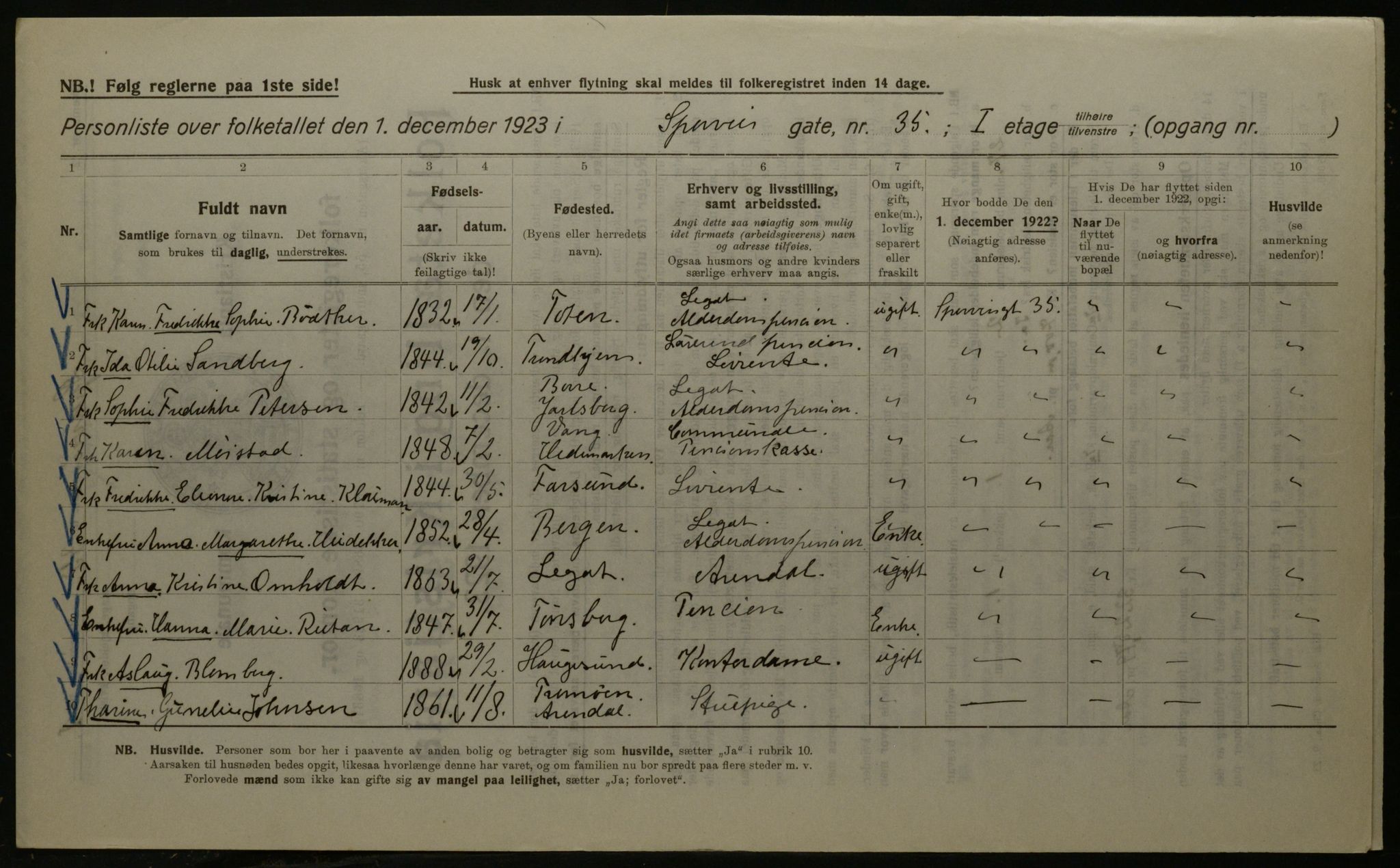 OBA, Municipal Census 1923 for Kristiania, 1923, p. 111134