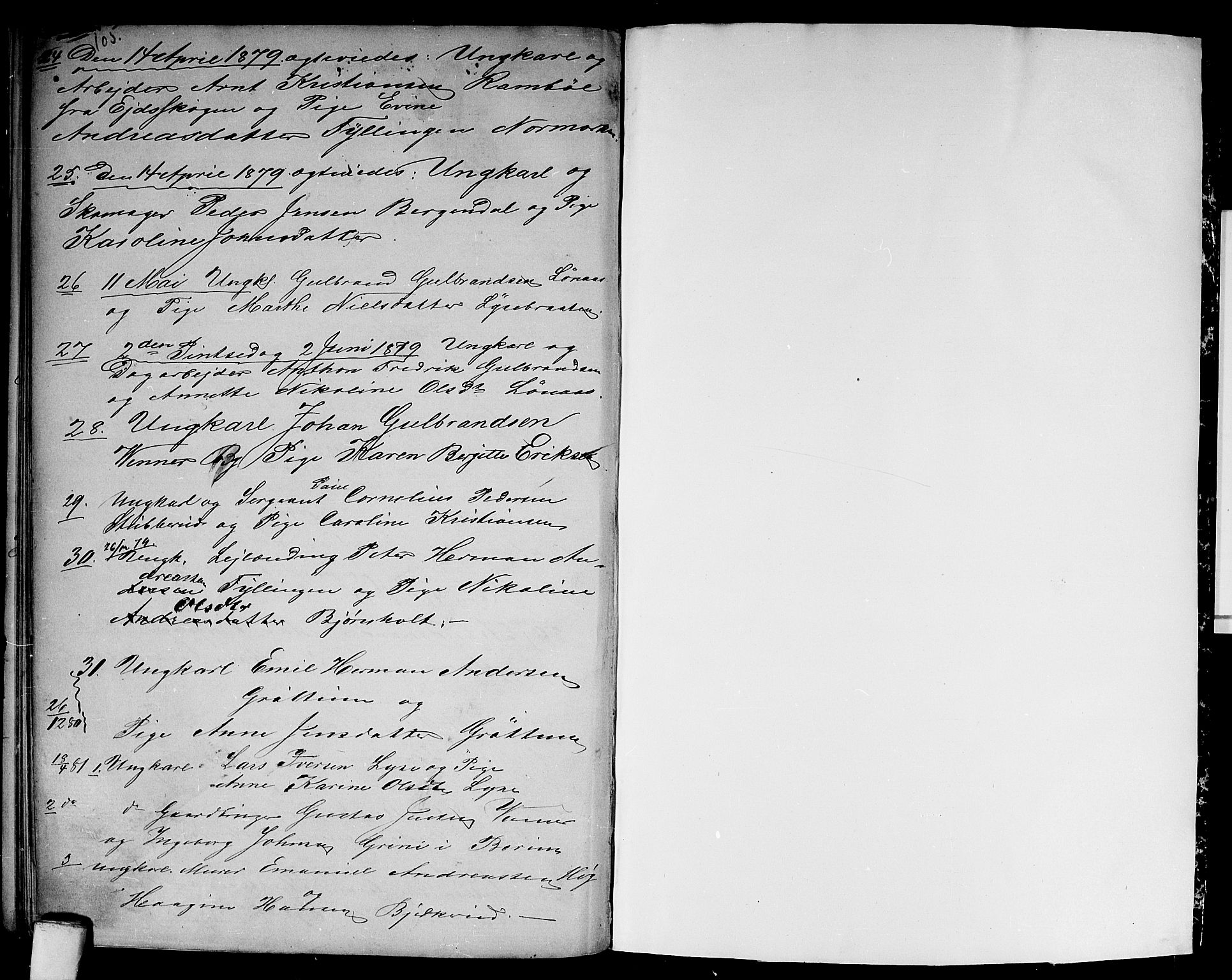 Vestre Aker prestekontor Kirkebøker, SAO/A-10025/G/Gb/L0001: Parish register (copy) no. II 1, 1865-1881, p. 105-106