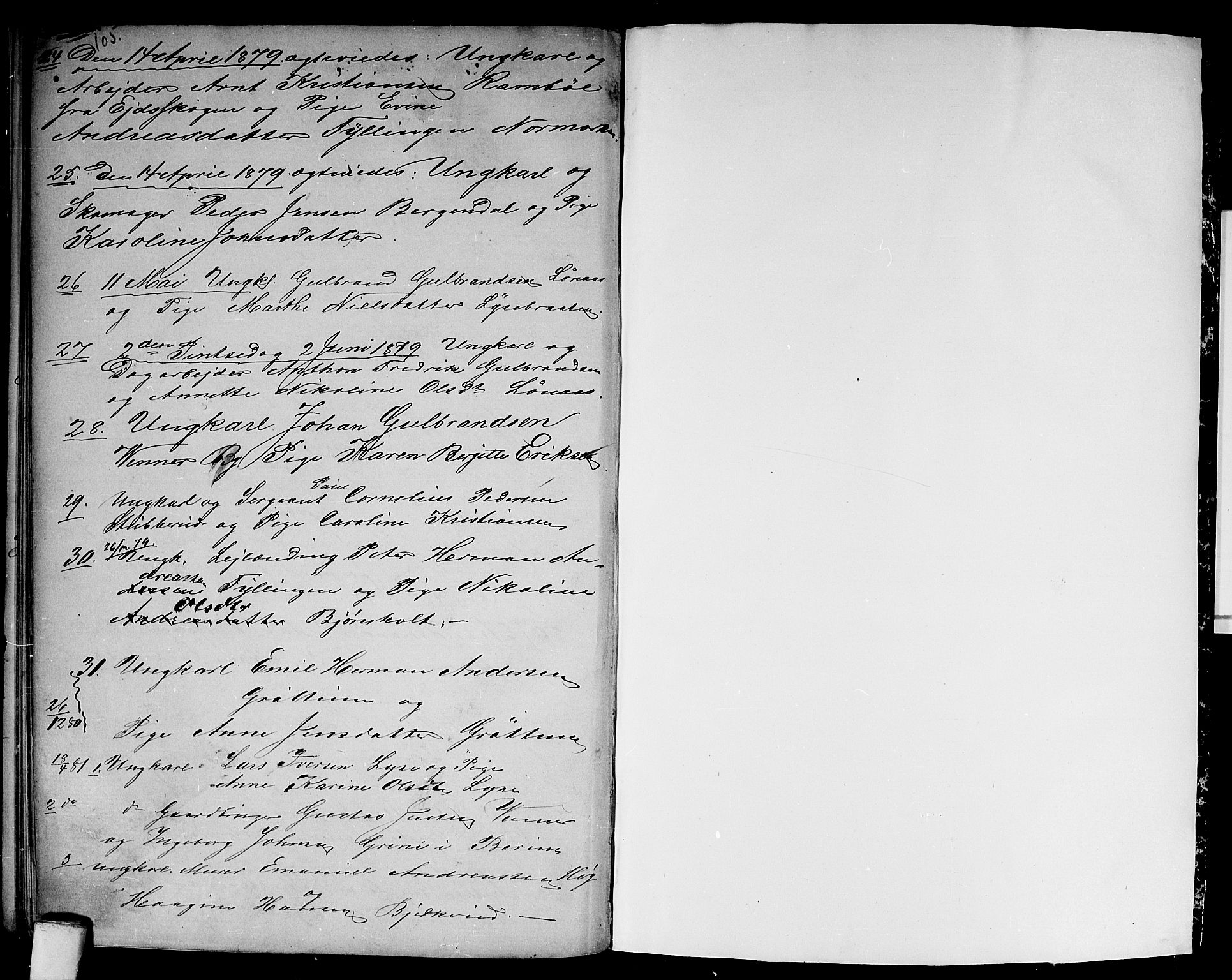 Vestre Aker prestekontor Kirkebøker, AV/SAO-A-10025/G/Gb/L0001: Parish register (copy) no. II 1, 1865-1881, p. 105-106