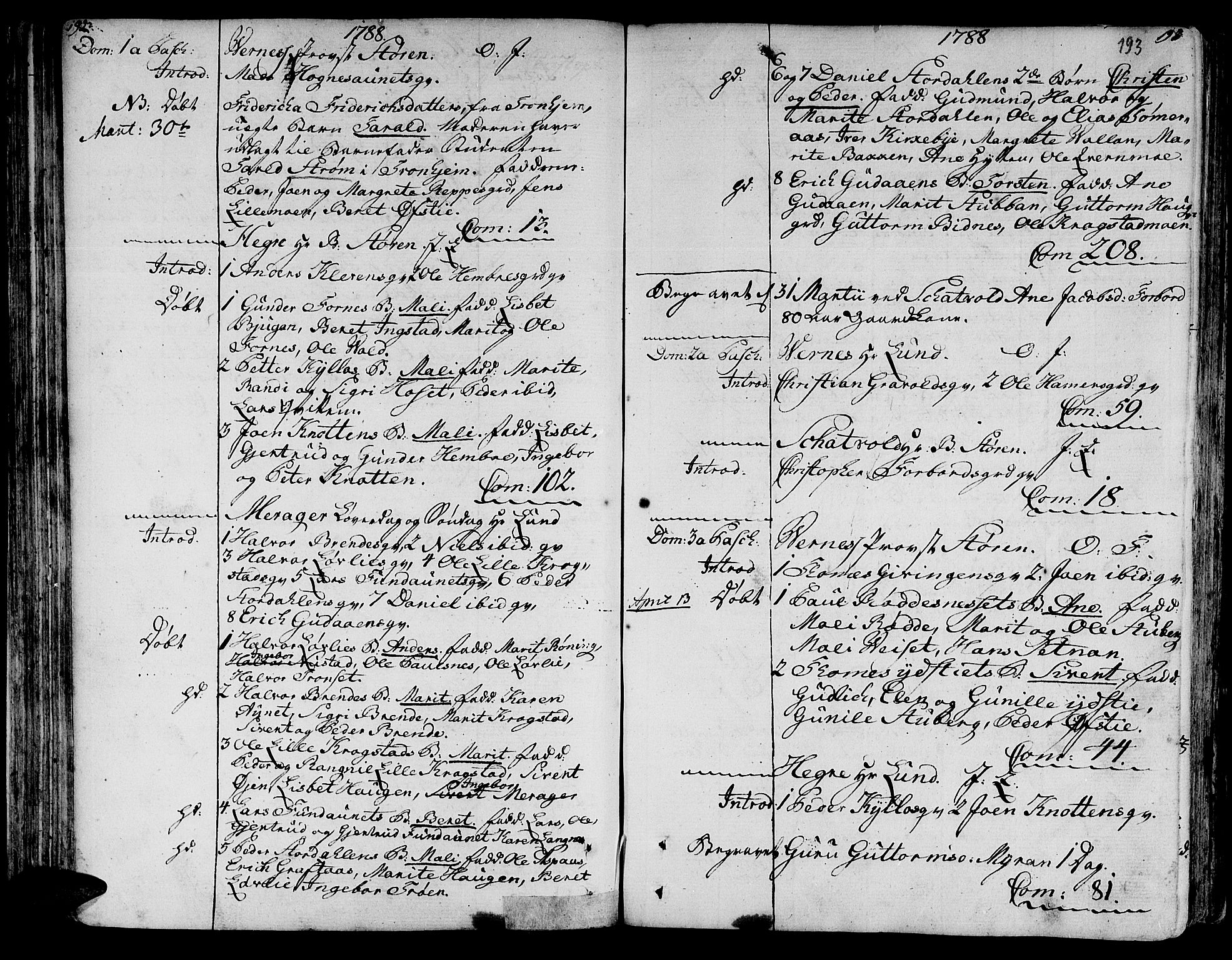 Ministerialprotokoller, klokkerbøker og fødselsregistre - Nord-Trøndelag, AV/SAT-A-1458/709/L0059: Parish register (official) no. 709A06, 1781-1797, p. 192-193