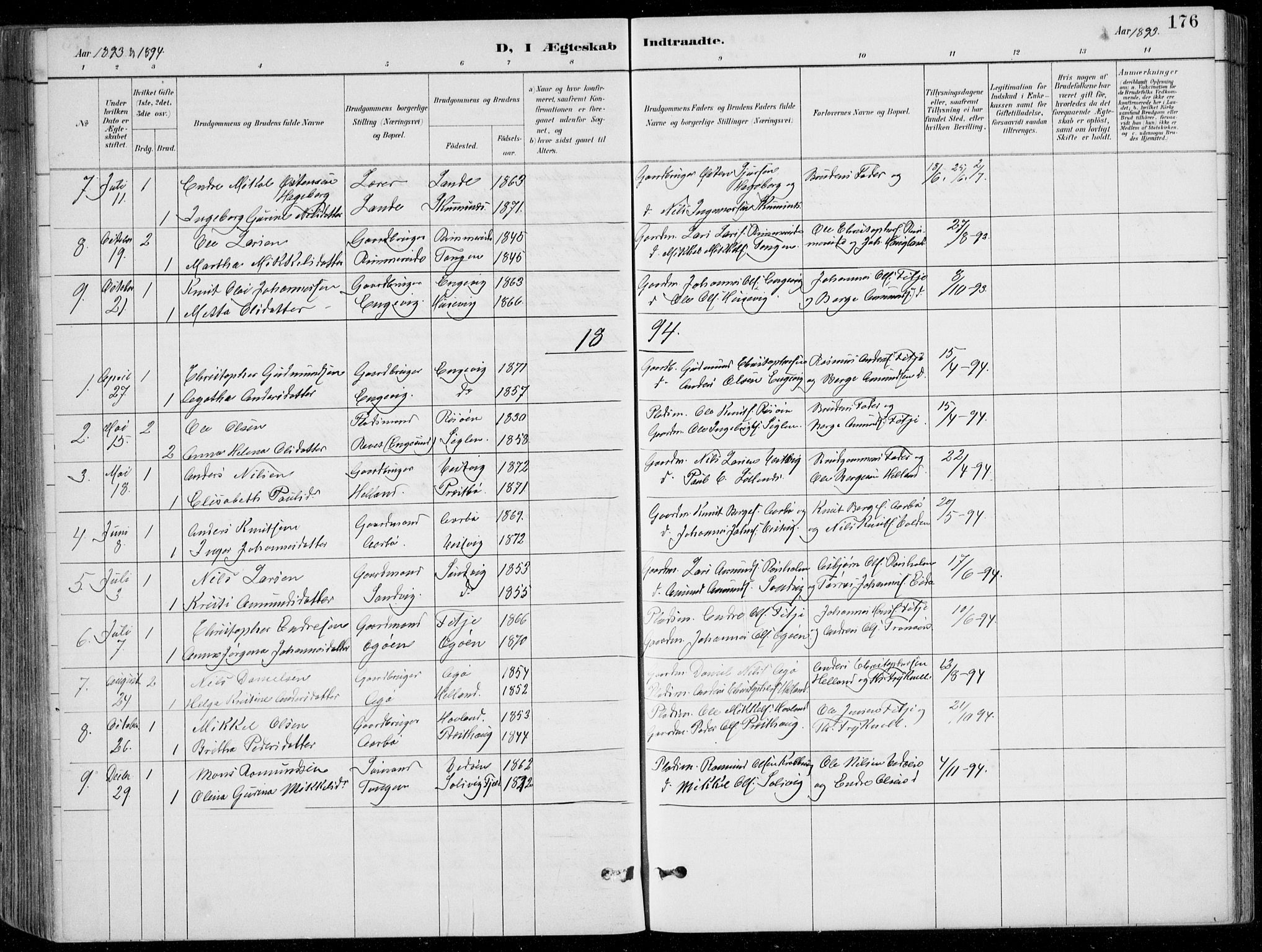 Fitjar sokneprestembete, AV/SAB-A-99926: Parish register (copy) no. A 2, 1887-1906, p. 176