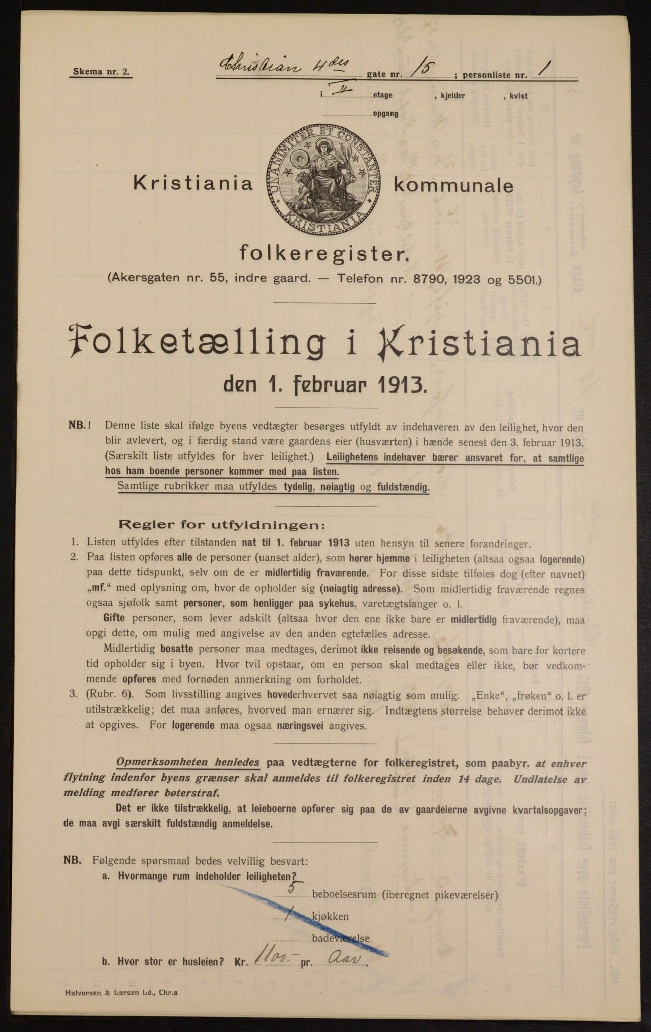 OBA, Municipal Census 1913 for Kristiania, 1913, p. 53929