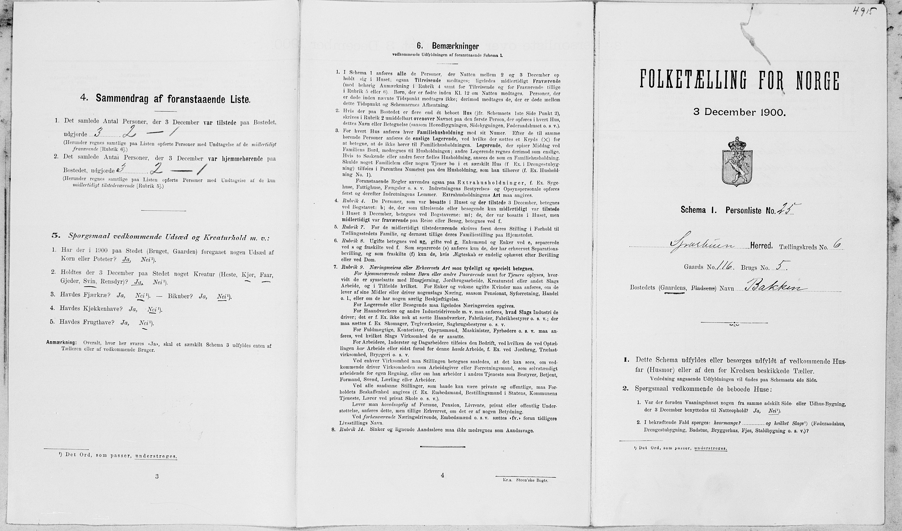 SAT, 1900 census for Sparbu, 1900, p. 761