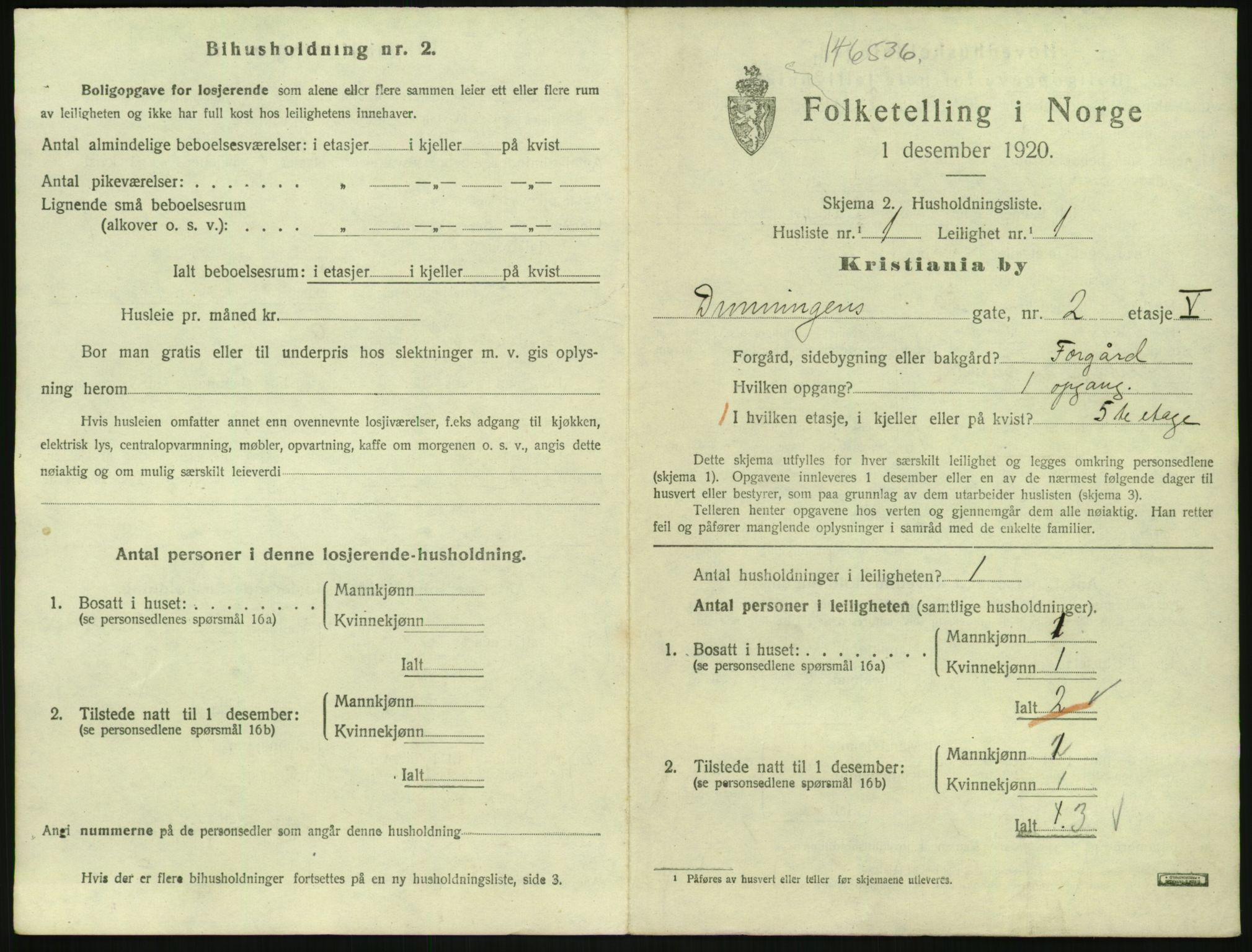 SAO, 1920 census for Kristiania, 1920, p. 16855