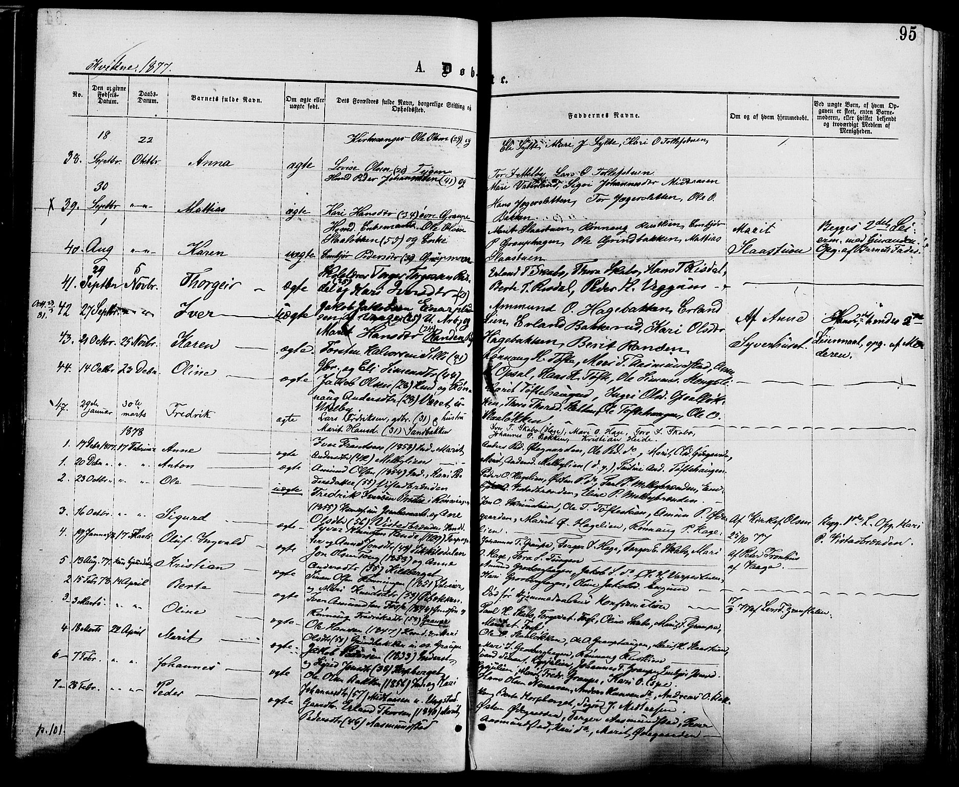 Nord-Fron prestekontor, SAH/PREST-080/H/Ha/Haa/L0002: Parish register (official) no. 2, 1865-1883, p. 95