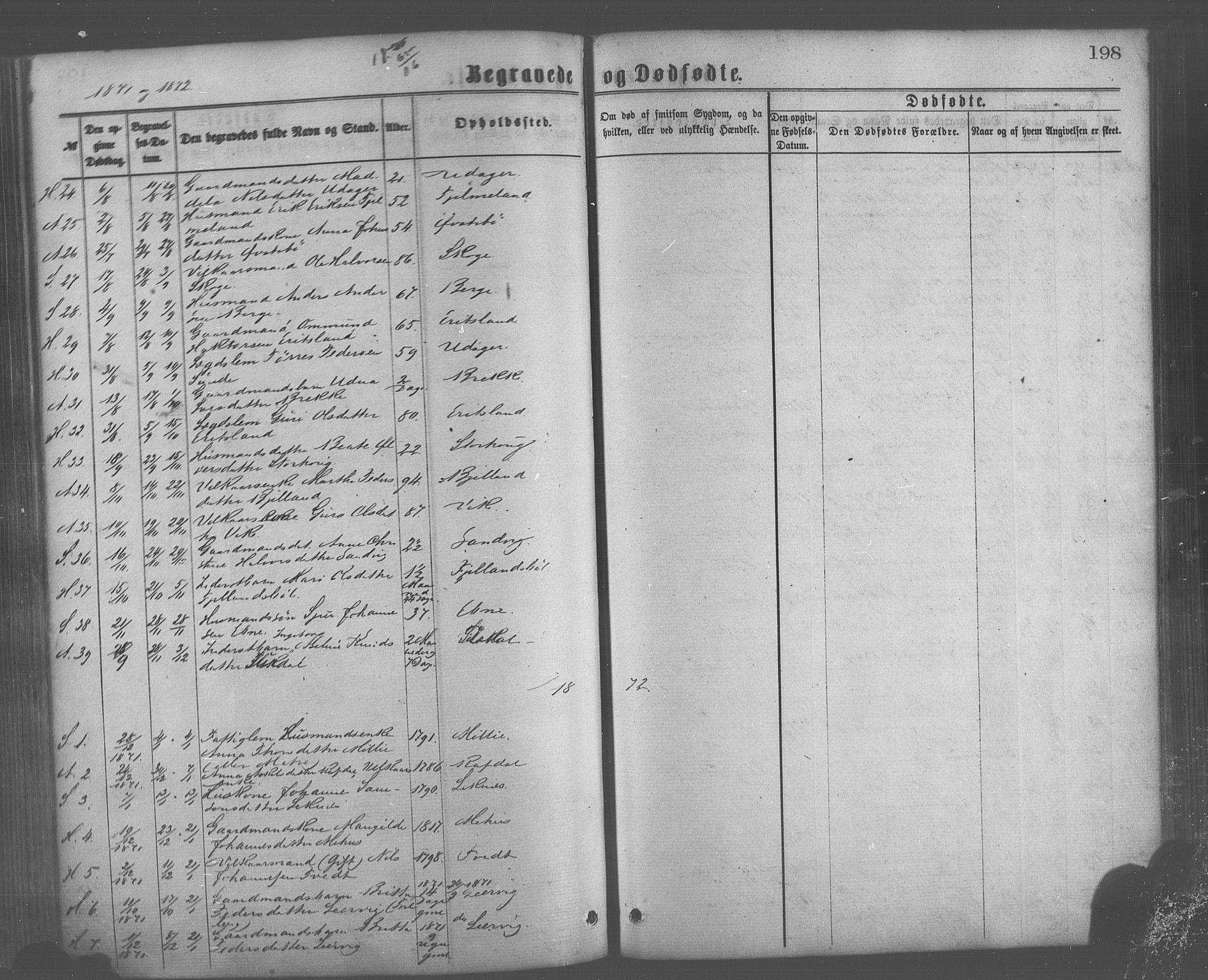 Skånevik sokneprestembete, AV/SAB-A-77801/H/Haa: Parish register (official) no. A 6, 1869-1878, p. 198