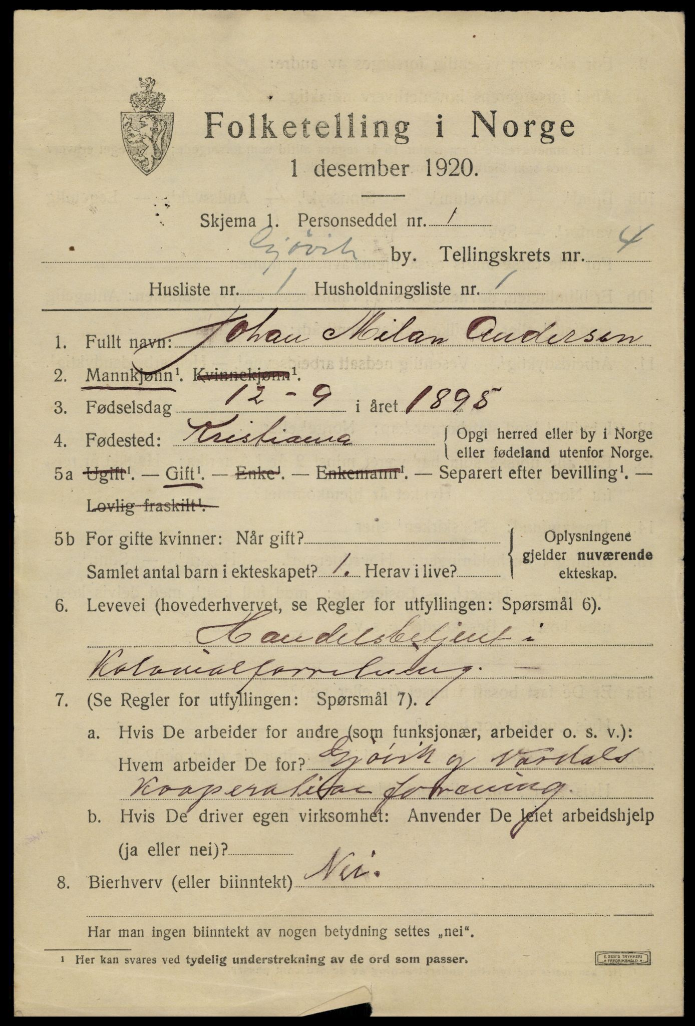 SAH, 1920 census for Gjøvik, 1920, p. 7828