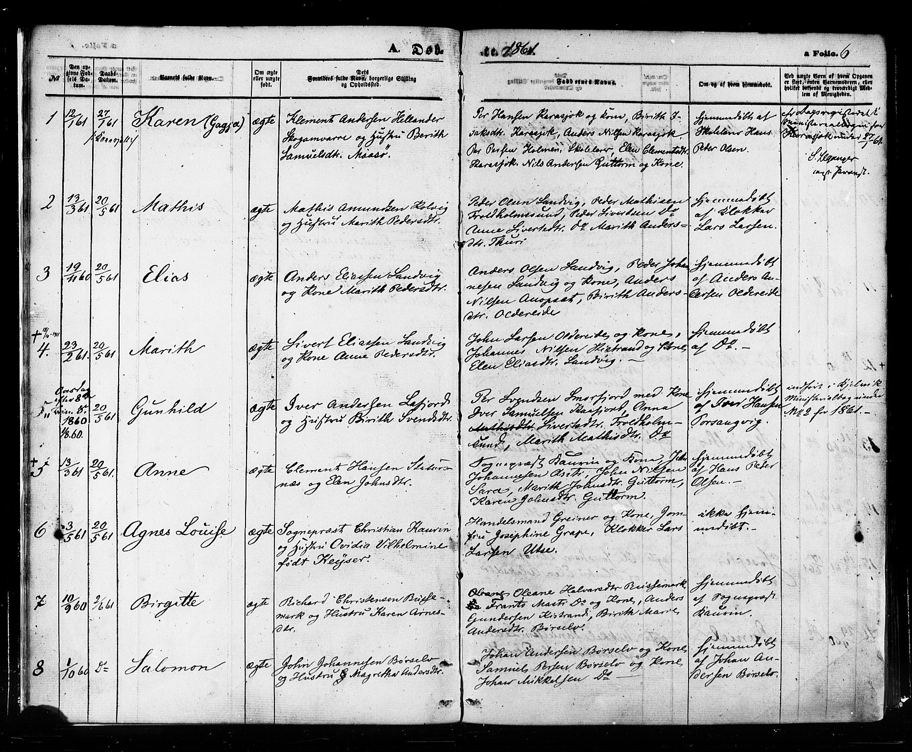 Kistrand/Porsanger sokneprestembete, AV/SATØ-S-1351/H/Ha/L0005.kirke: Parish register (official) no. 5, 1860-1874, p. 6