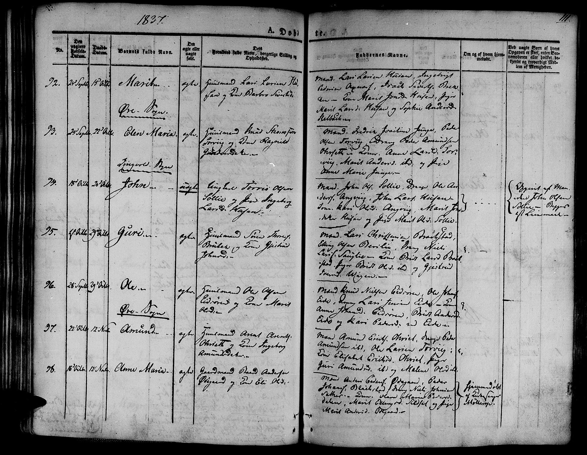 Ministerialprotokoller, klokkerbøker og fødselsregistre - Møre og Romsdal, AV/SAT-A-1454/586/L0983: Parish register (official) no. 586A09, 1829-1843, p. 111