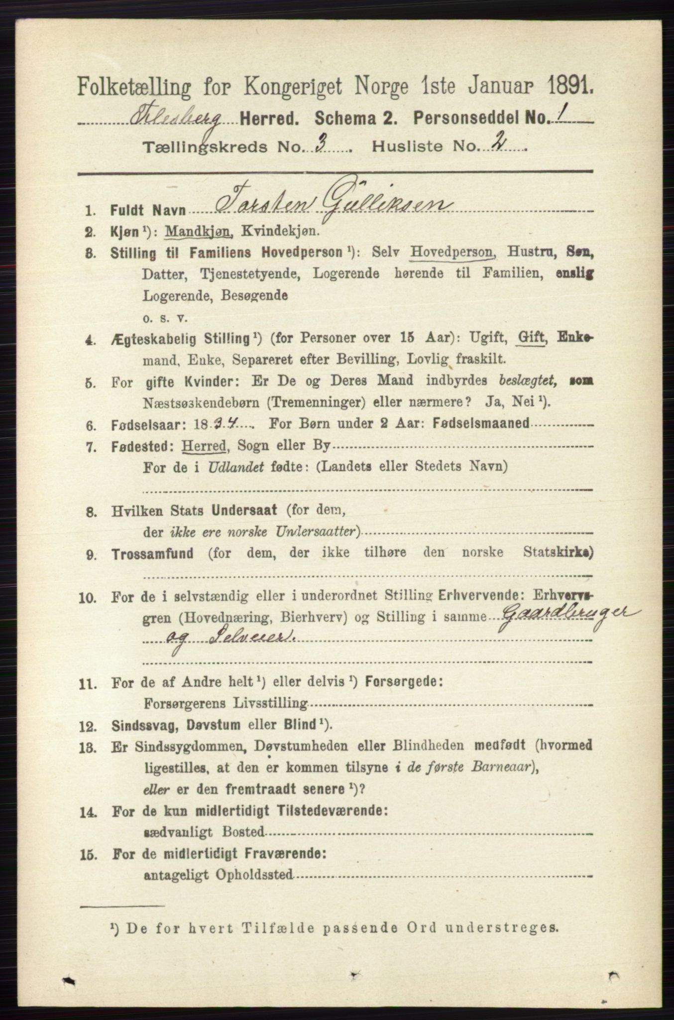 RA, 1891 census for 0631 Flesberg, 1891, p. 414