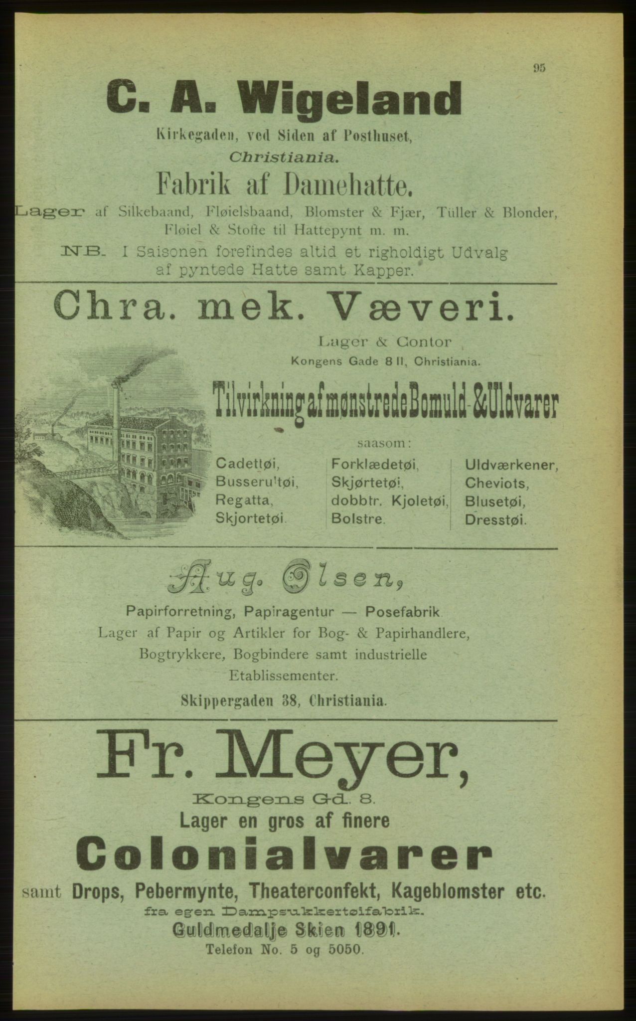 Kristiania/Oslo adressebok, PUBL/-, 1898, p. 95