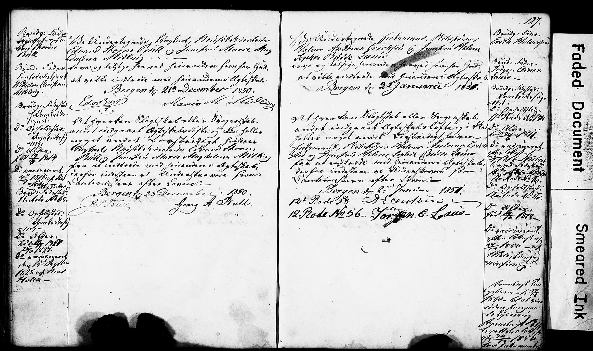Domkirken sokneprestembete, SAB/A-74801: Best man's statements no. II.5.4, 1845-1852, p. 127