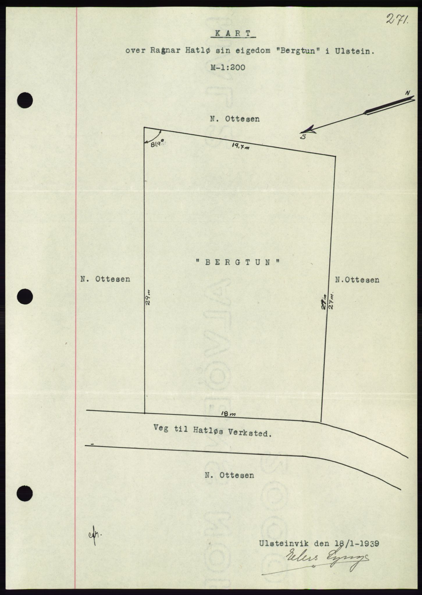 Søre Sunnmøre sorenskriveri, AV/SAT-A-4122/1/2/2C/L0067: Mortgage book no. 61, 1938-1939, Diary no: : 224/1939