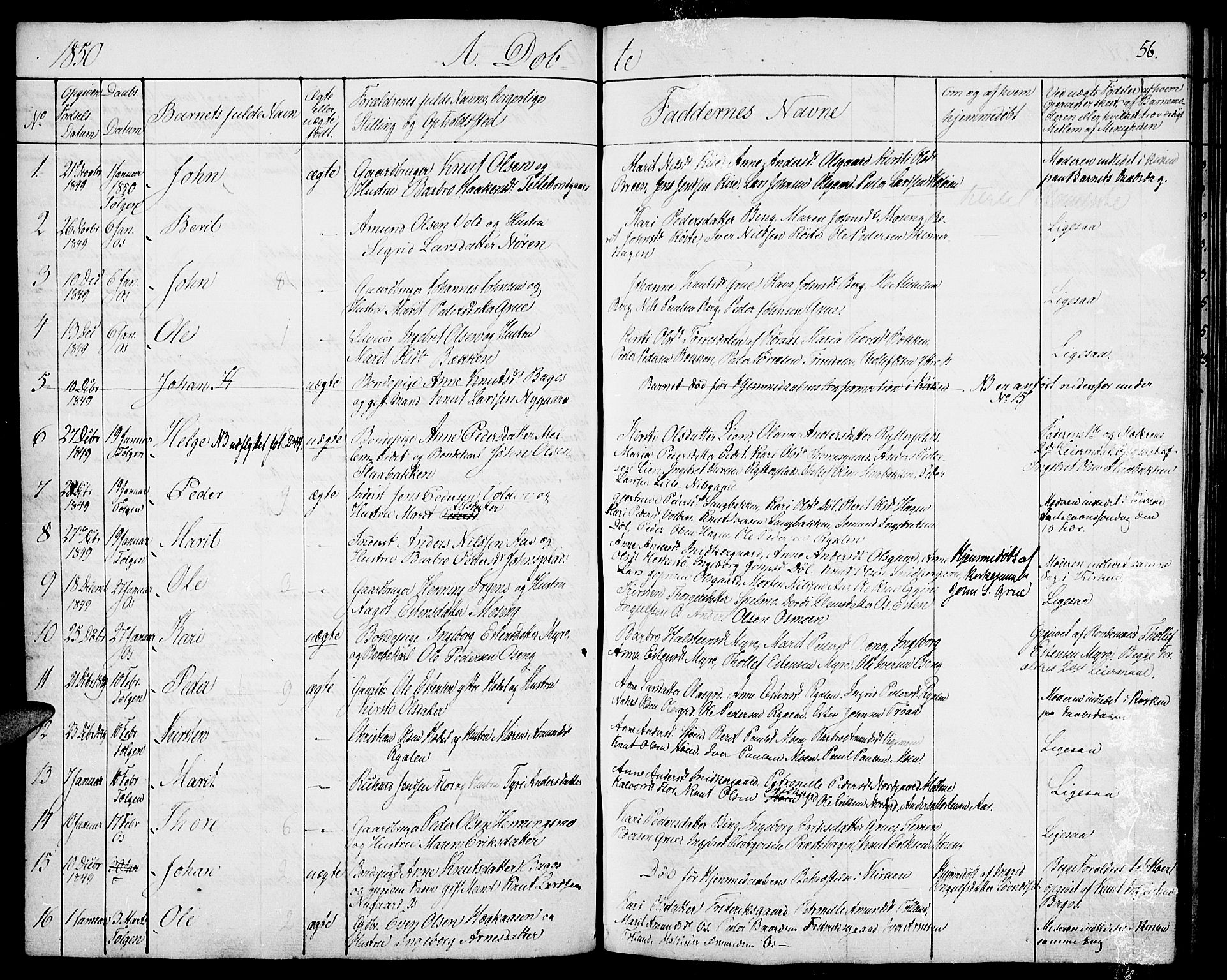 Tolga prestekontor, AV/SAH-PREST-062/K/L0005: Parish register (official) no. 5, 1836-1852, p. 56