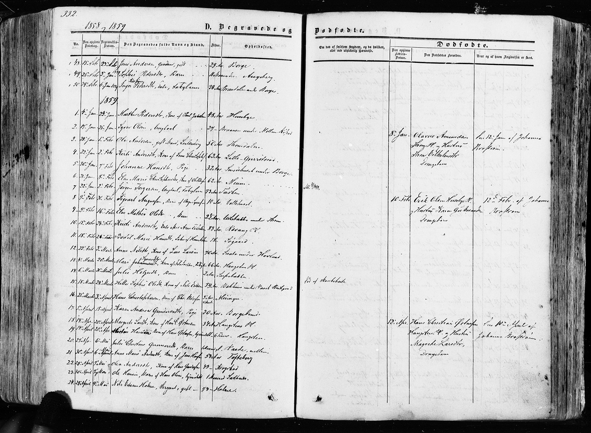 Råde prestekontor kirkebøker, AV/SAO-A-2009/F/Fa/L0006: Parish register (official) no. 6, 1854-1877, p. 332