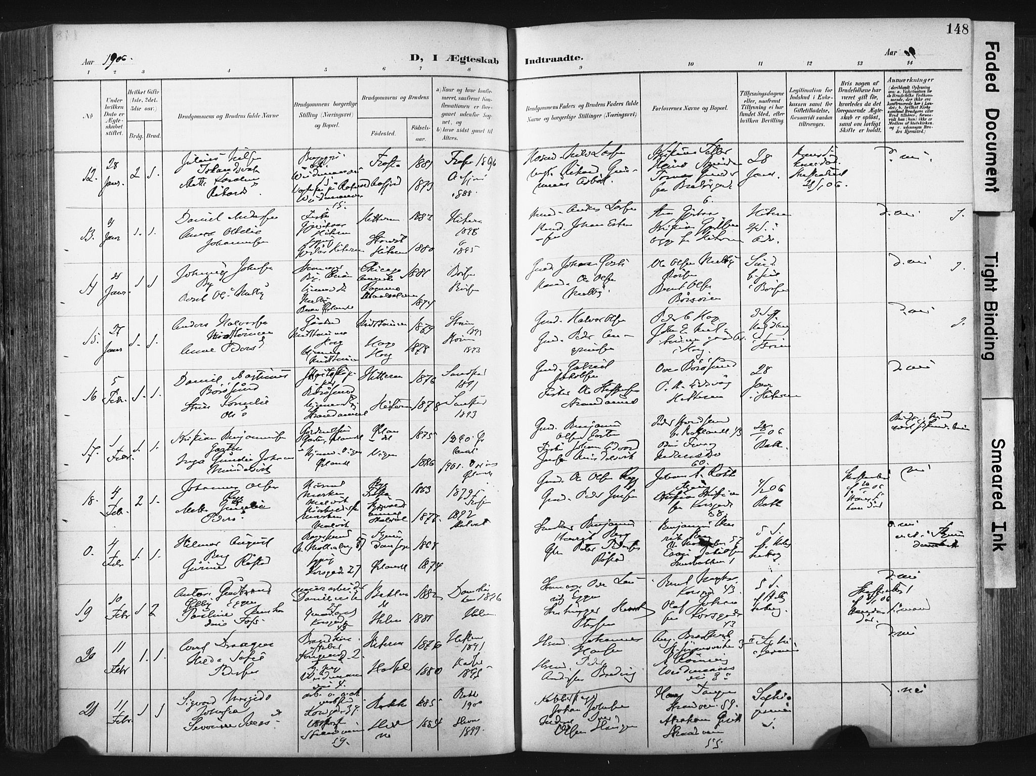 Ministerialprotokoller, klokkerbøker og fødselsregistre - Sør-Trøndelag, SAT/A-1456/604/L0201: Parish register (official) no. 604A21, 1901-1911, p. 148