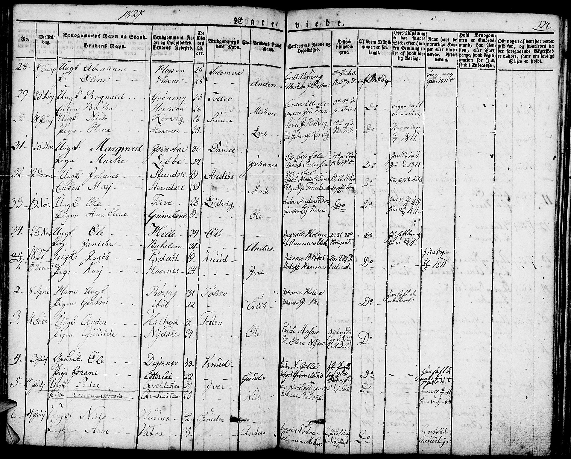Førde sokneprestembete, SAB/A-79901/H/Haa/Haaa/L0006: Parish register (official) no. A 6, 1821-1842, p. 327