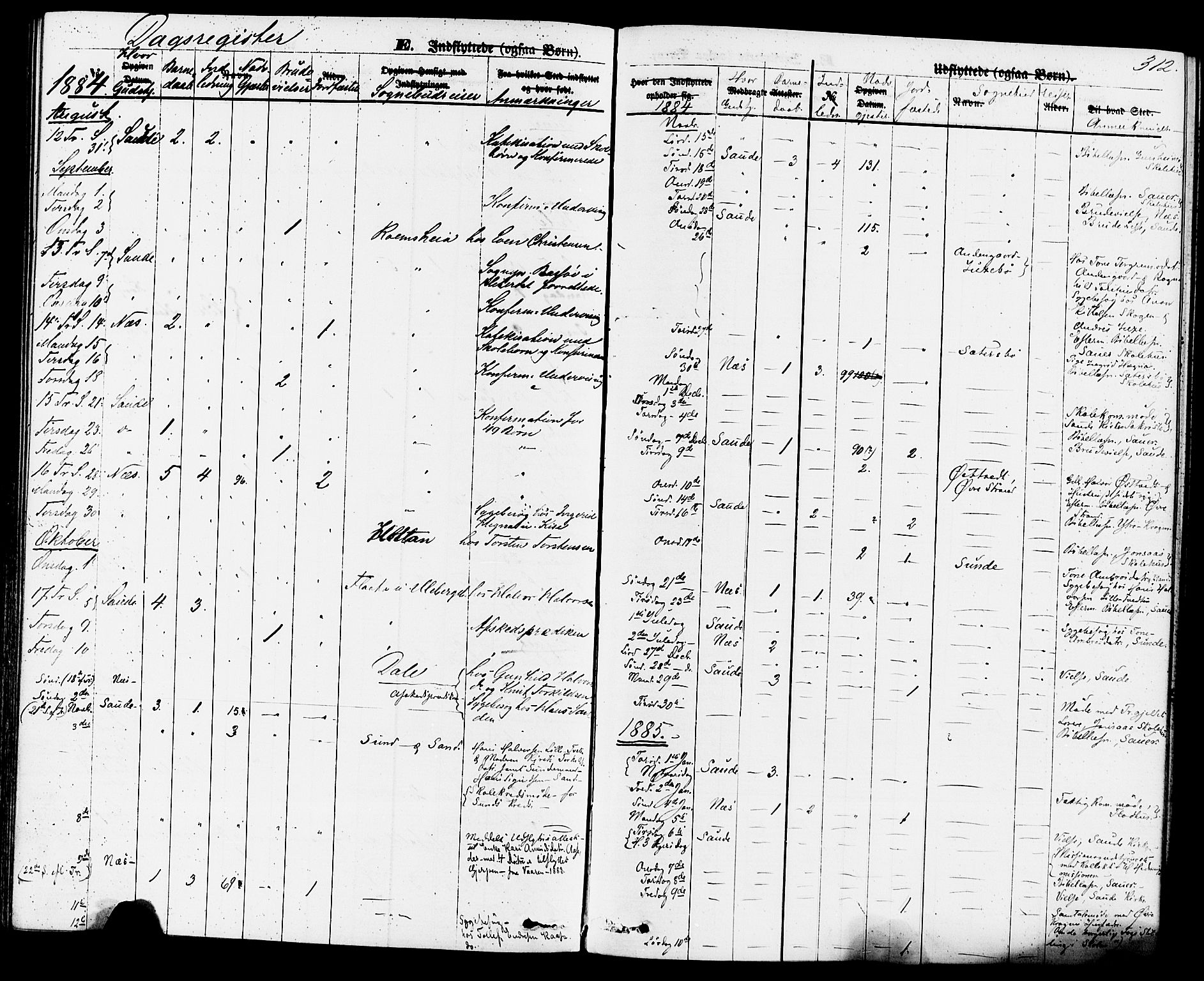 Sauherad kirkebøker, AV/SAKO-A-298/F/Fa/L0008: Parish register (official) no. I 8, 1873-1886, p. 312