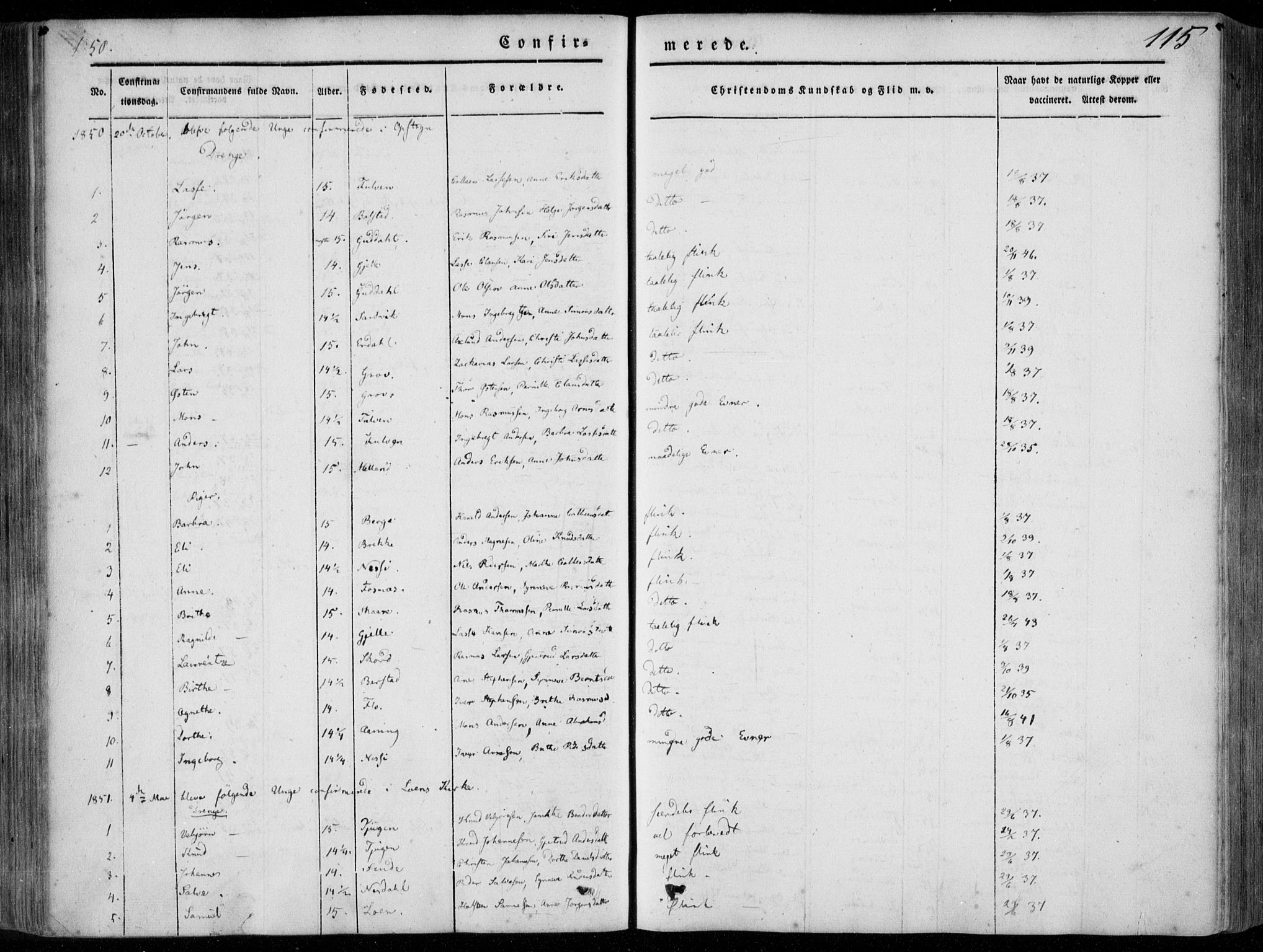 Stryn Sokneprestembete, SAB/A-82501: Parish register (official) no. A 2, 1844-1861, p. 115