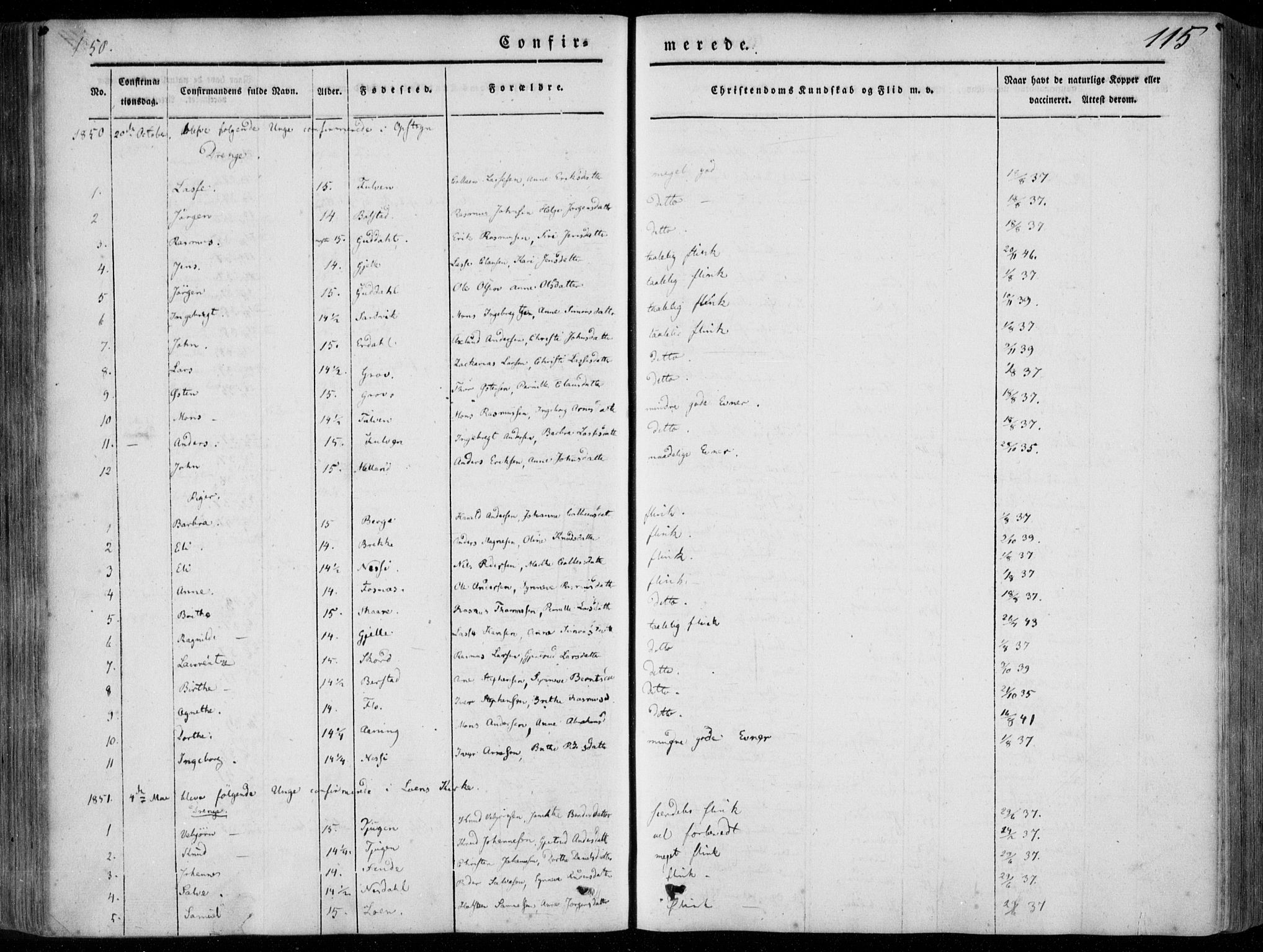 Stryn Sokneprestembete, AV/SAB-A-82501: Parish register (official) no. A 2, 1844-1861, p. 115