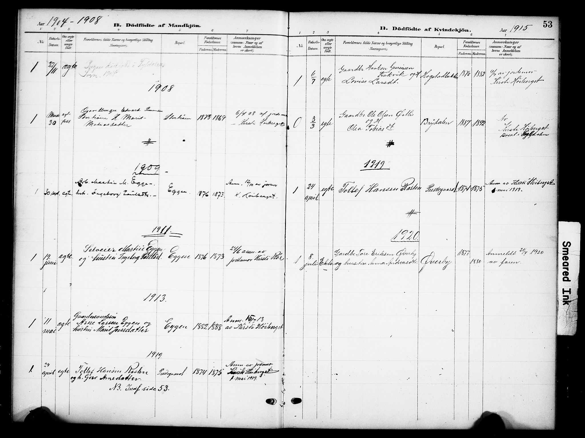 Tynset prestekontor, SAH/PREST-058/H/Ha/Hab/L0010: Parish register (copy) no. 10, 1902-1929, p. 53