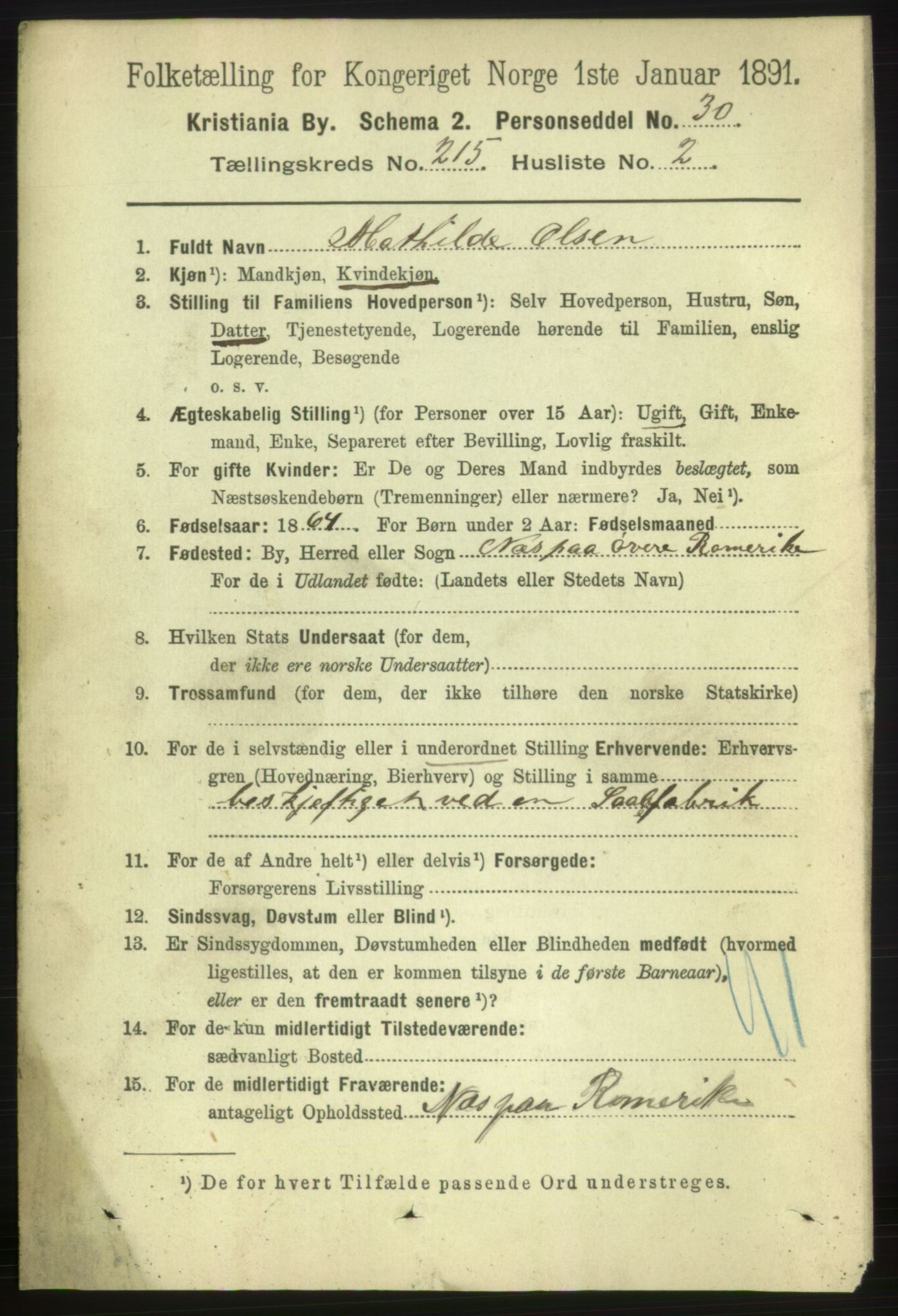 RA, 1891 census for 0301 Kristiania, 1891, p. 127800