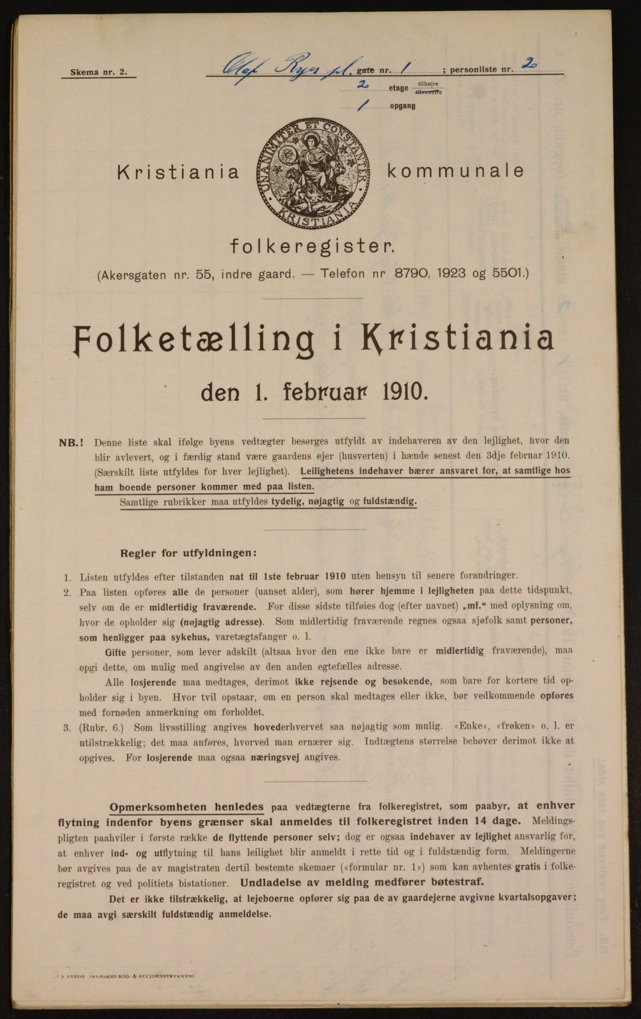 OBA, Municipal Census 1910 for Kristiania, 1910, p. 72298