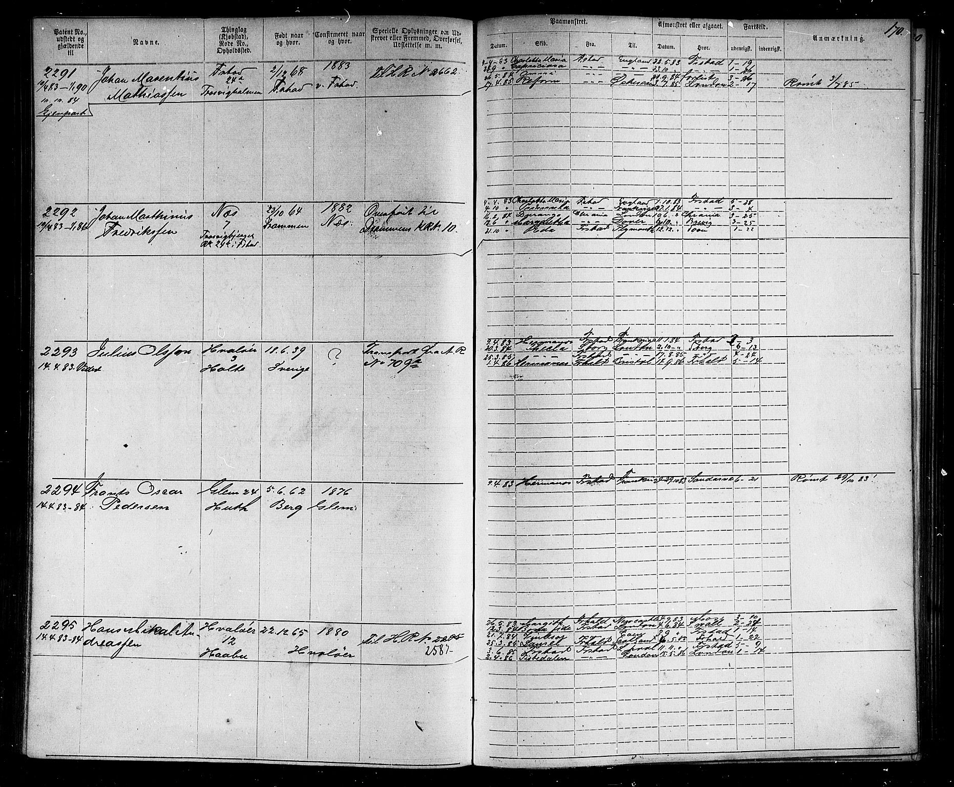 Fredrikstad mønstringskontor, AV/SAO-A-10569b/F/Fc/Fca/L0004: Annotasjonsrulle, 1885-1893, p. 174