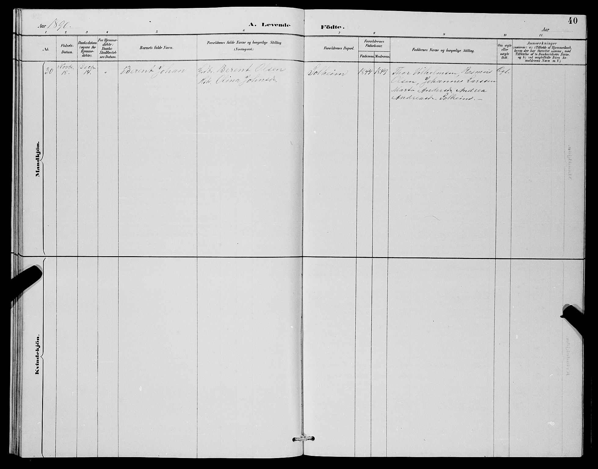 Lindås Sokneprestembete, AV/SAB-A-76701/H/Hab/Habc/L0003: Parish register (copy) no. C 3, 1886-1893, p. 40