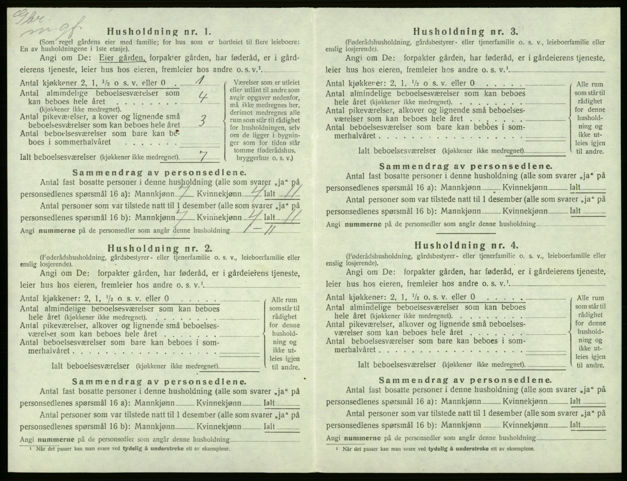 SAB, 1920 census for Kvam, 1920, p. 1147